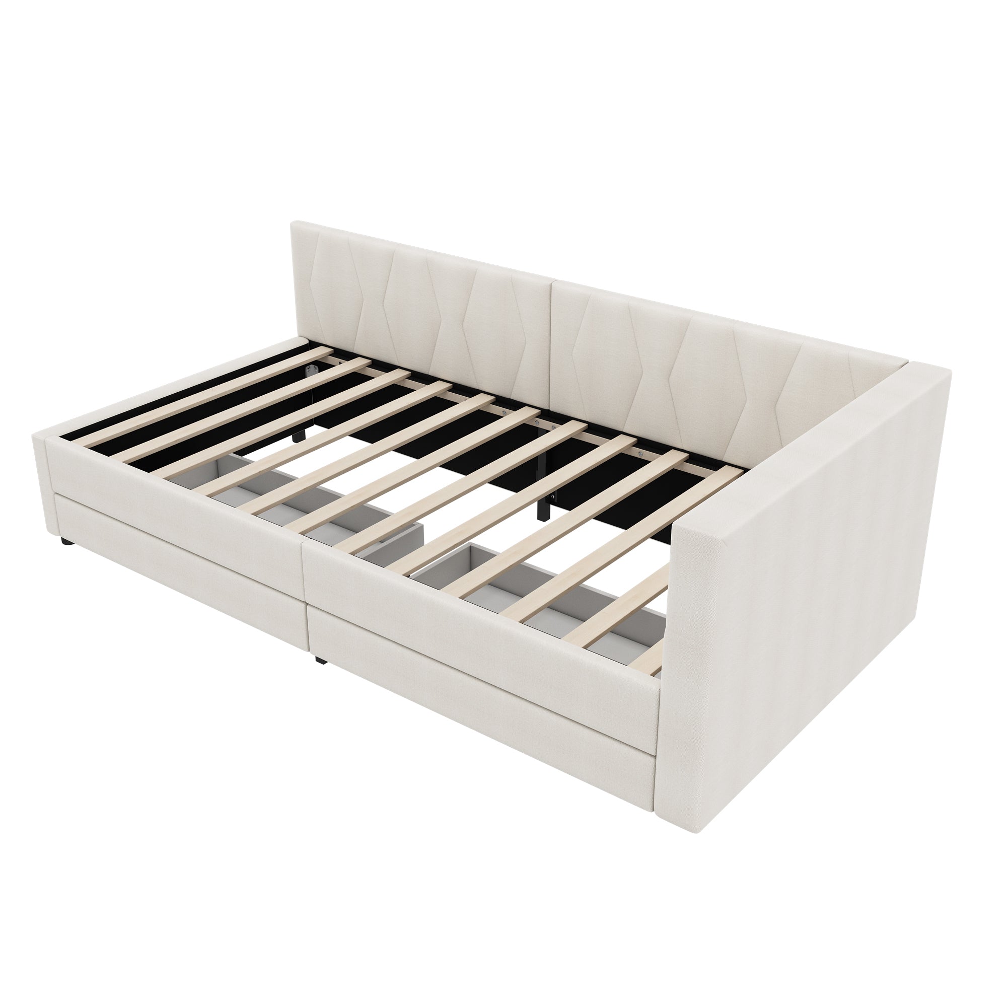 Logidon Dagbed 90x200 cm Beige Slaapbank Opbergvak met USB C LED