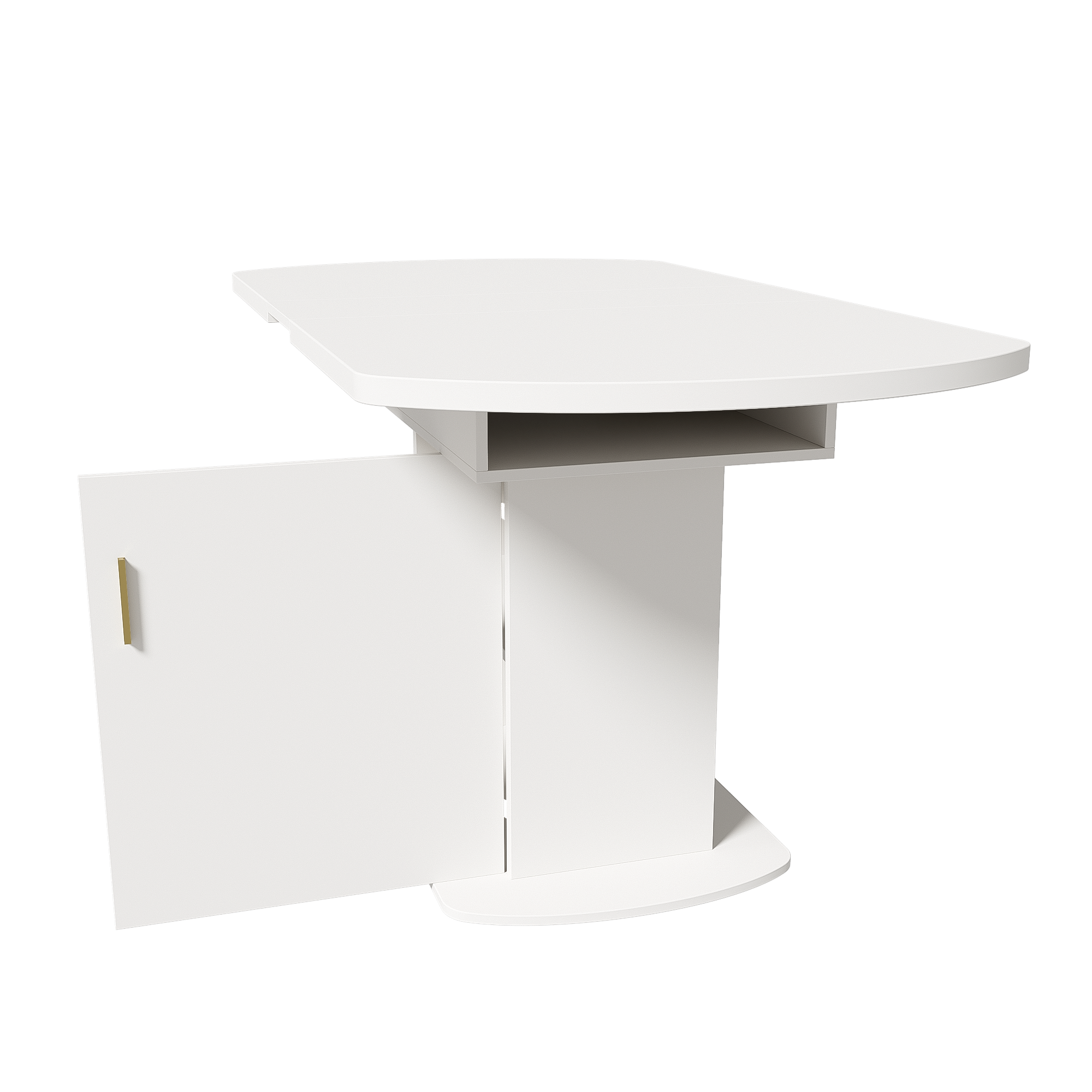 Logidon Uitschuifbare ovale eettafel L110/130 Opbergruimte met witgouden handvat
