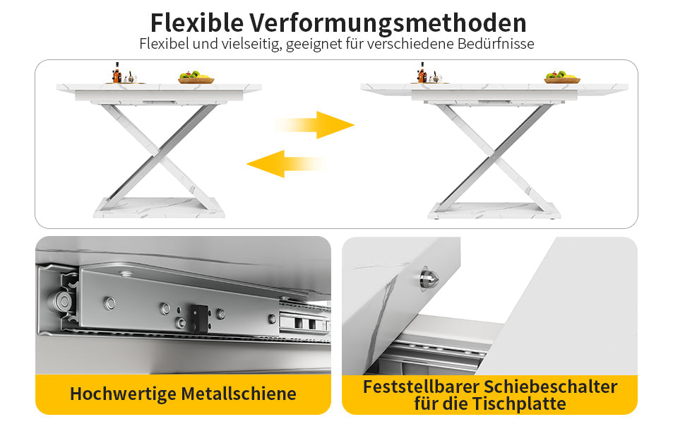 Logidon Uitschuifbare eettafel wit 118-157 cm met gekruiste poten
