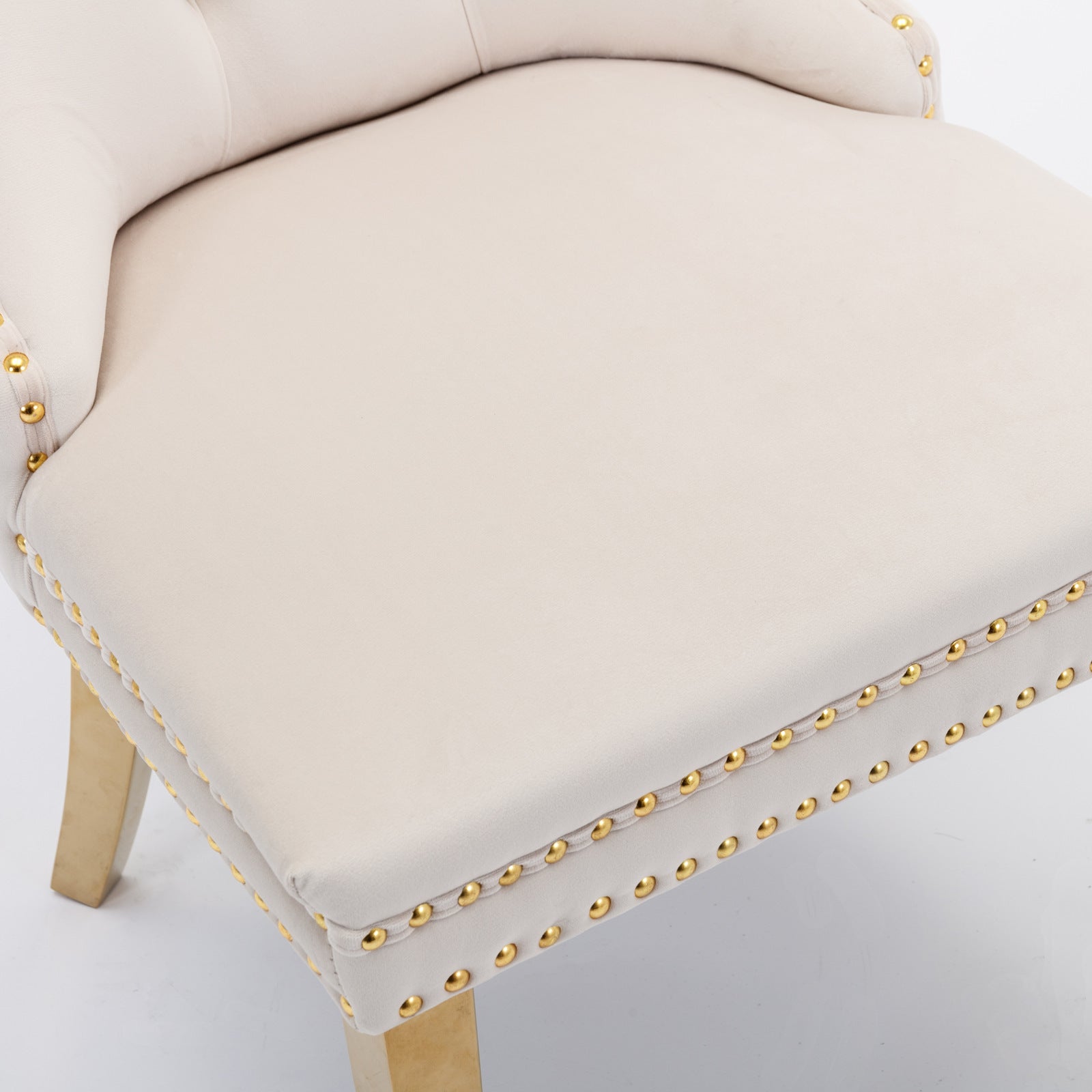 Logidon Nikki Collection Velor Chair Beige Golden Legs Set 2