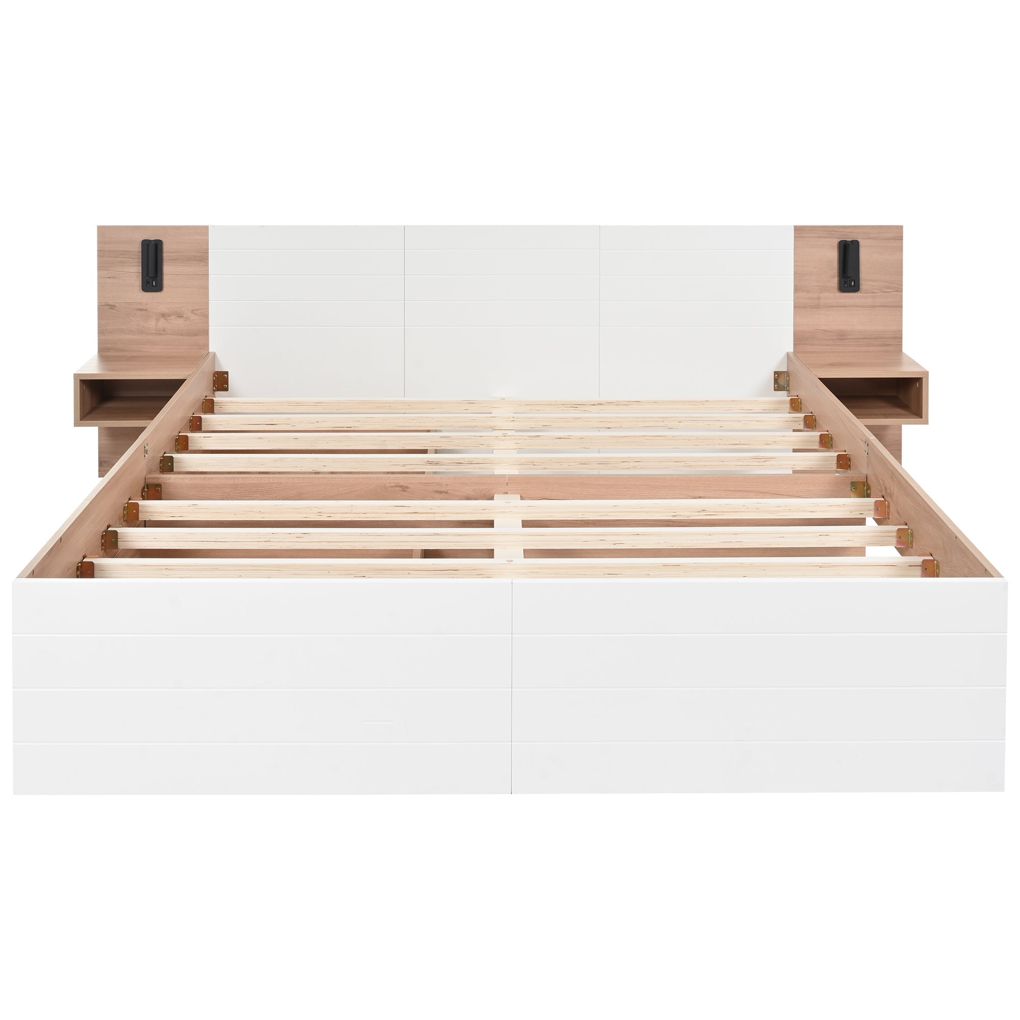 Logidon tweepersoonsbed 160x200 cm in wit eikenhout met 2 laden