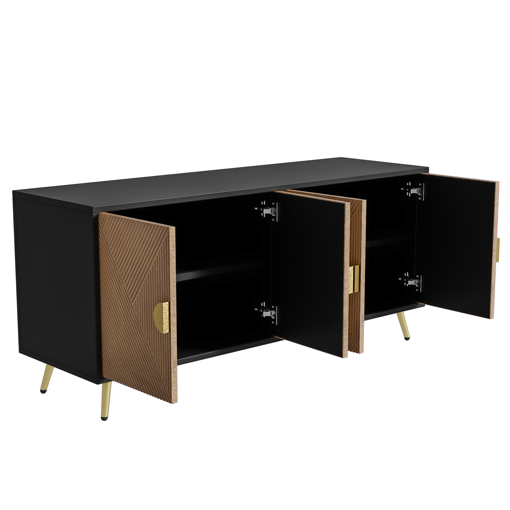 Logidon Dressoir 160 cm Bruin Vier Deuren Met Gouden Handgrepen