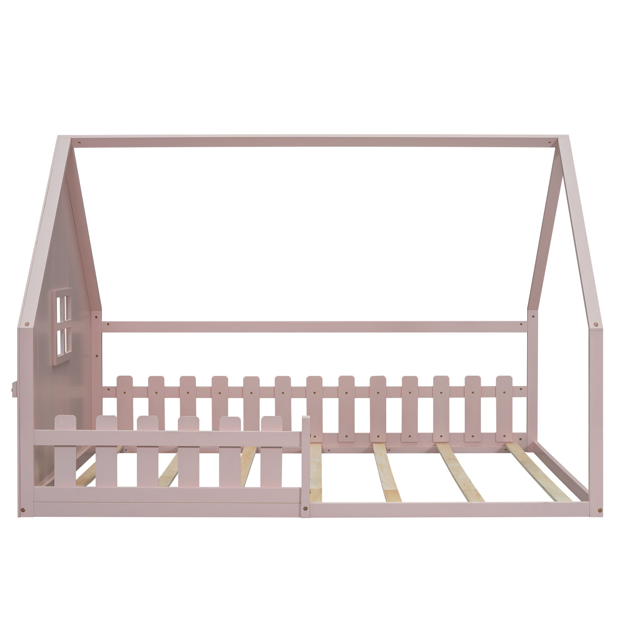 Logidon vlakbed 140x200 cm roze kinderbed met railing