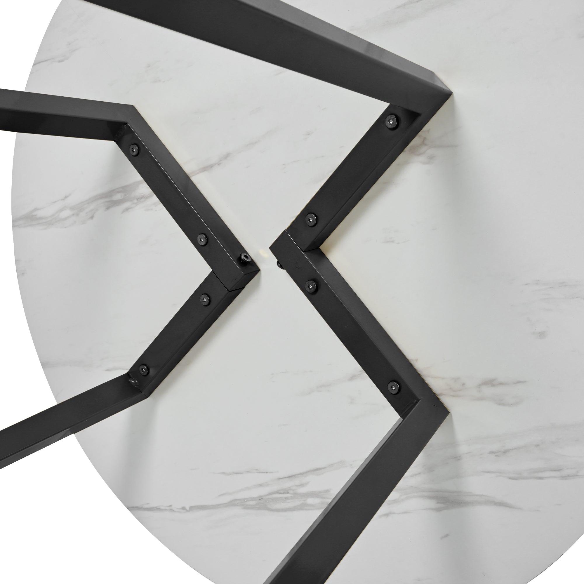 Logidon Ronde Eettafel Wit Zwart MDF Marmer Patroon 80 cm