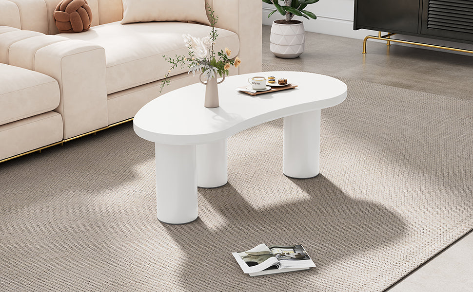 Logidon Witte halve maan salontafel 107x57x40,5 cm MDF en PVC