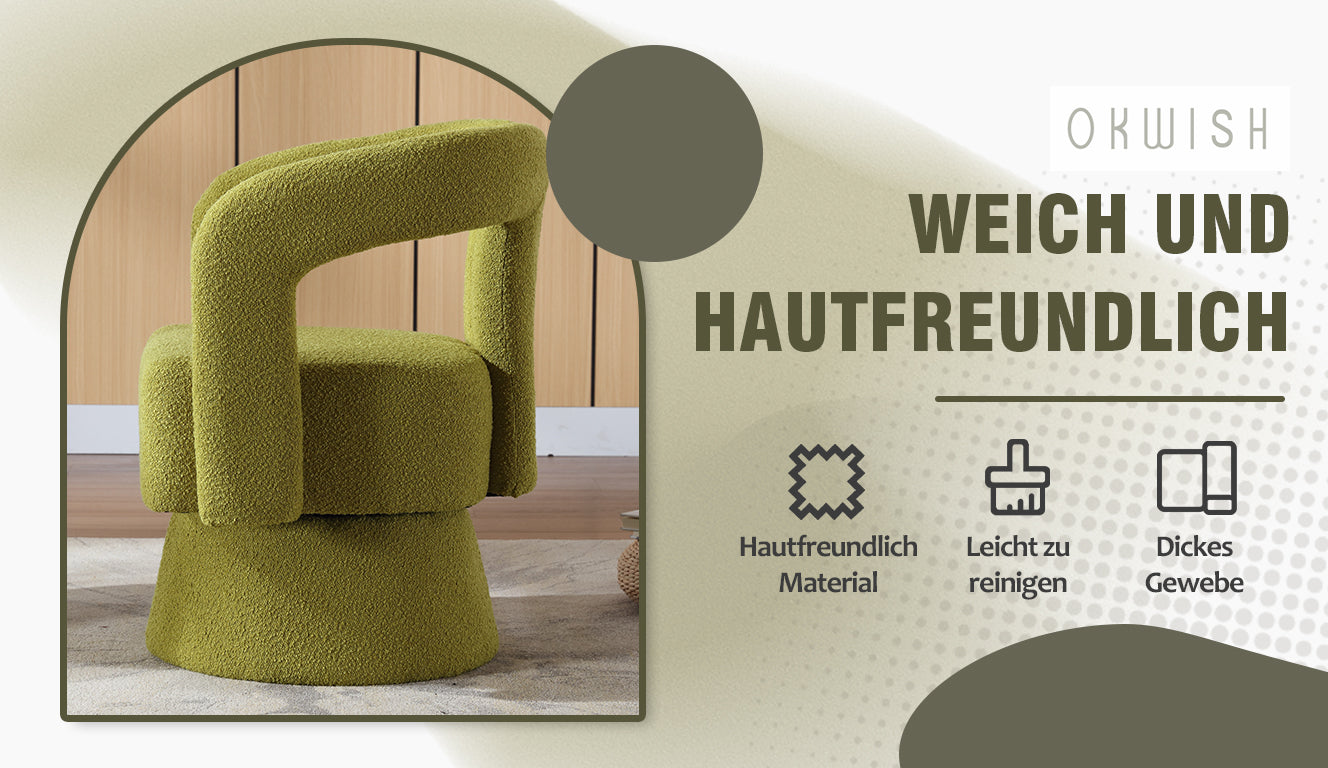 Logidon 360 degree swivel chair Boucle olive green accent chair