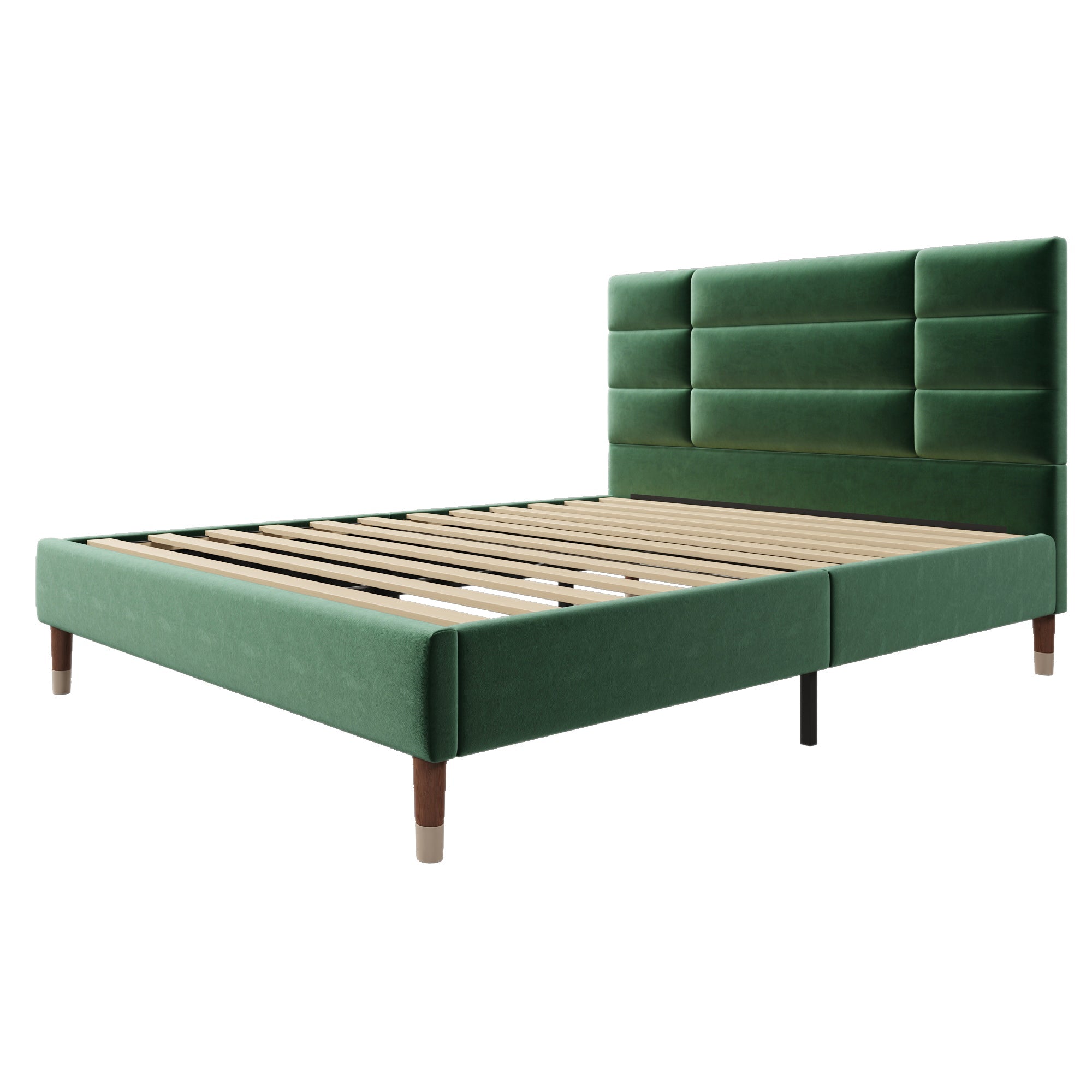 Logidon gestoffeerd bed 140x200 tweepersoonsbed met lattenbodem fluweel donkergroen