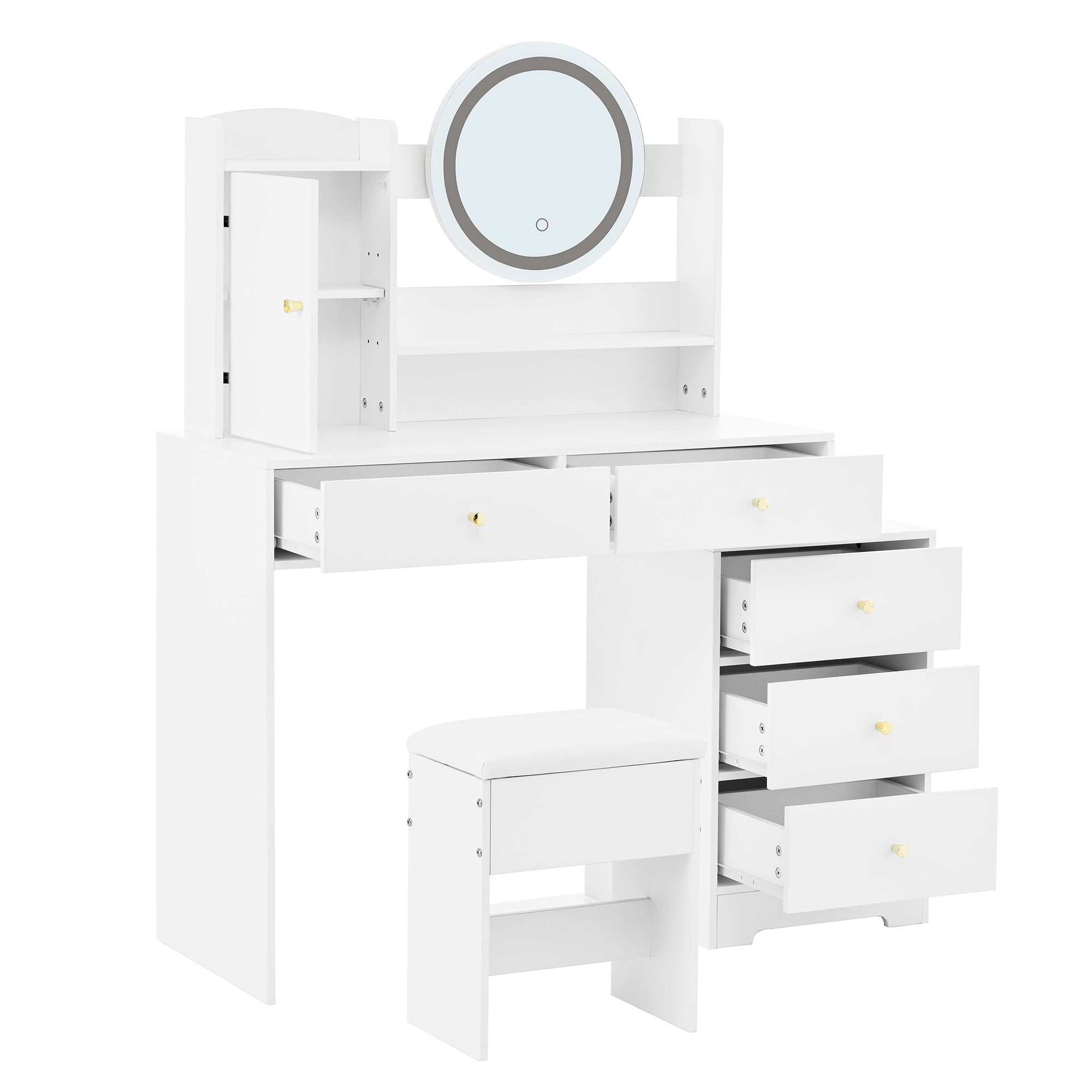 Logidon Grote Kaptafel Dimbaar LED Verlichting Wit 90x40x132 cm