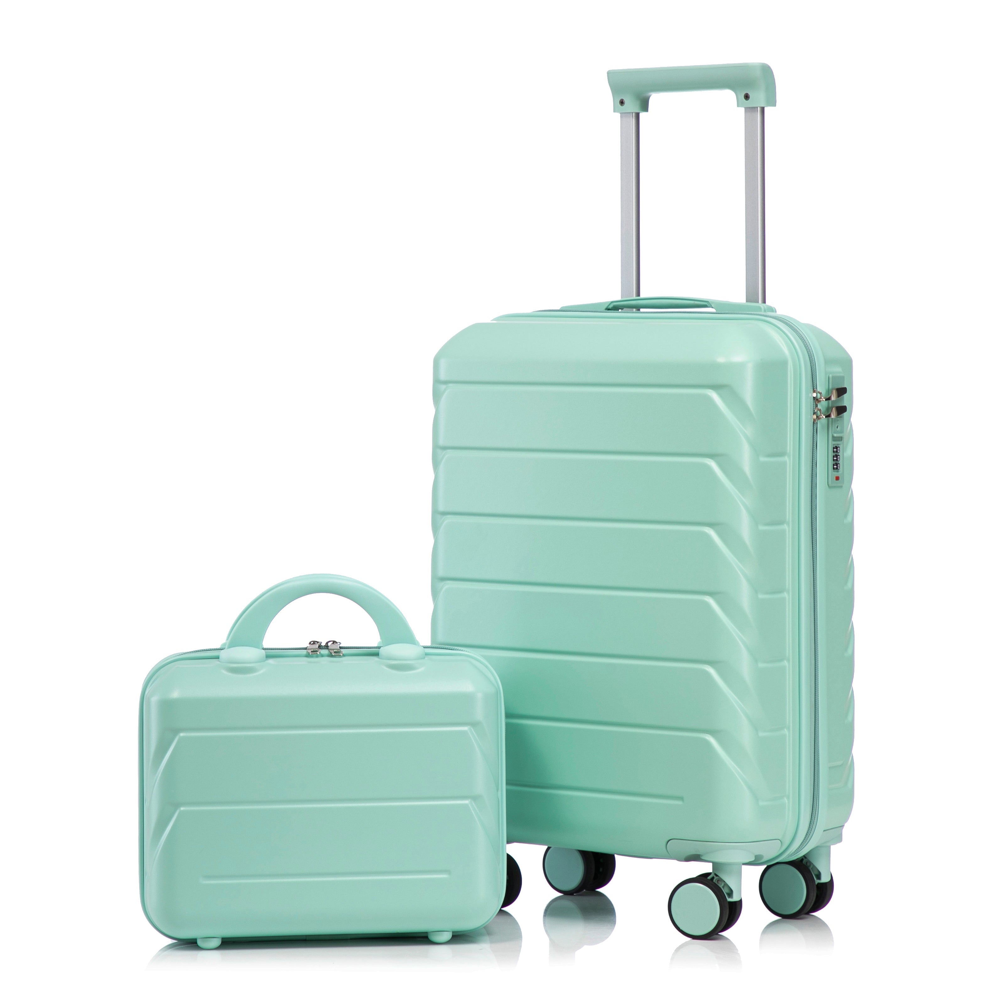 Logidon 14 en 19 inch ABS spinner kofferset mintgroen 2-delig