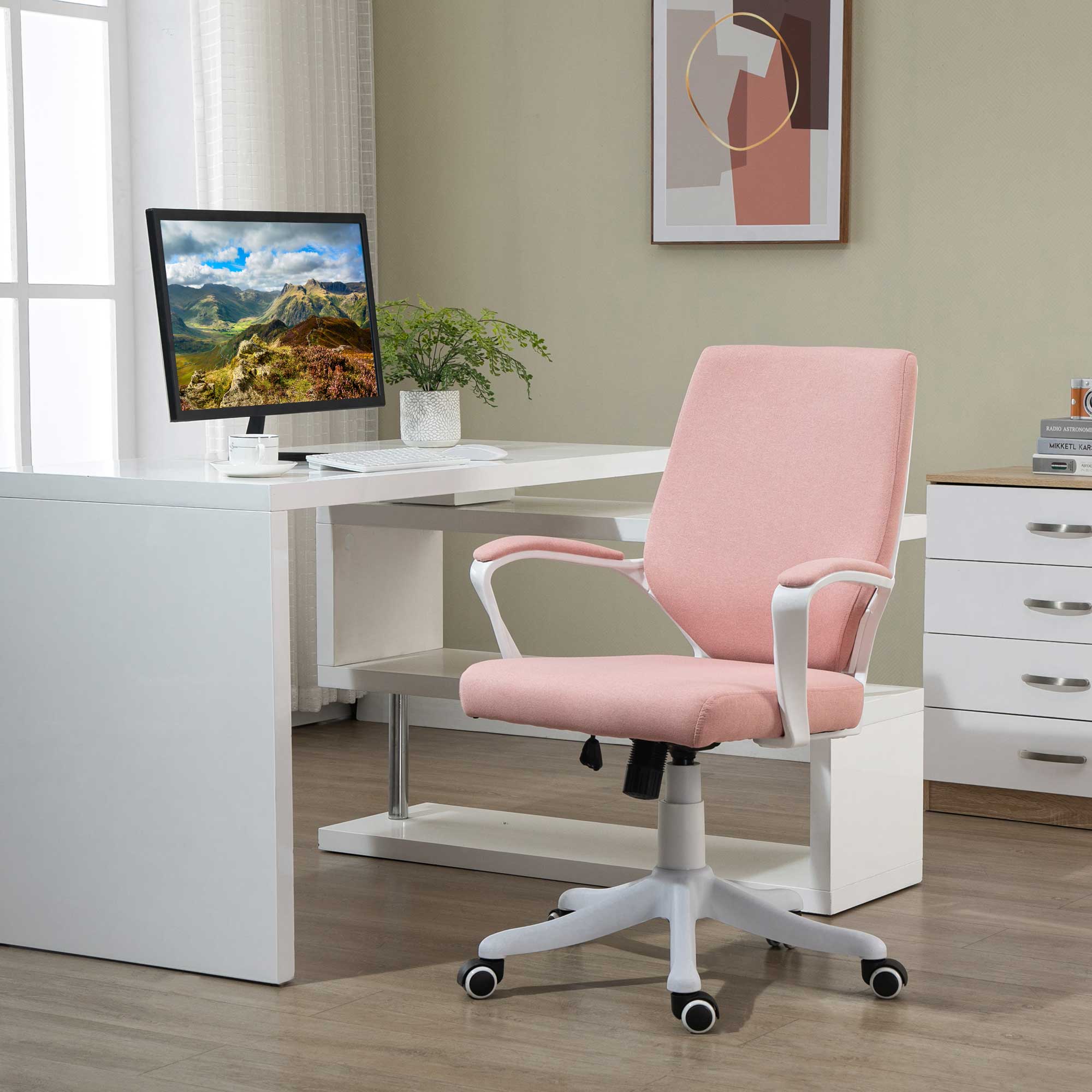 Logidon Vinsetto office chair pink with lumbar support rocker function