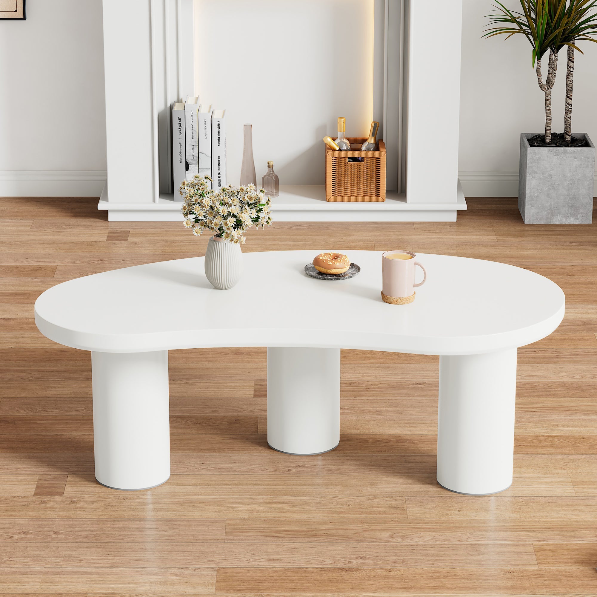 Logidon Witte halve maan salontafel 107x57x40,5 cm MDF en PVC