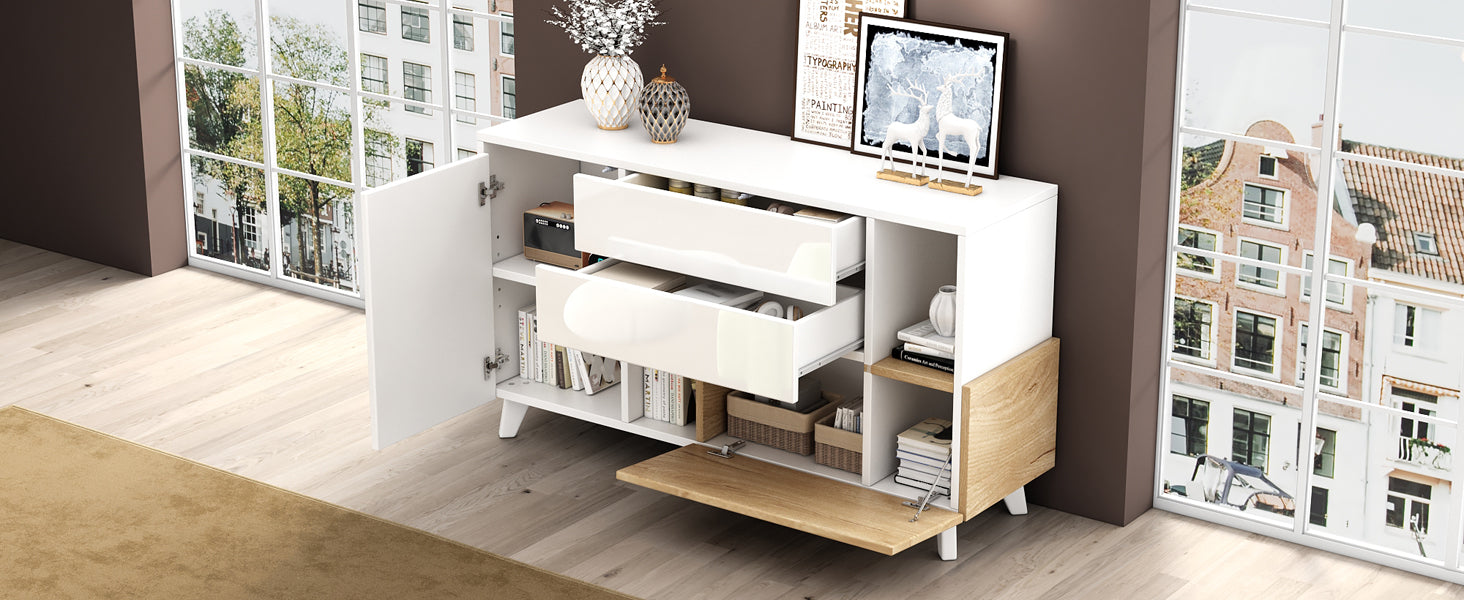Logidon dressoir hoogglans wit 130x40x70 cm met opbergruimte