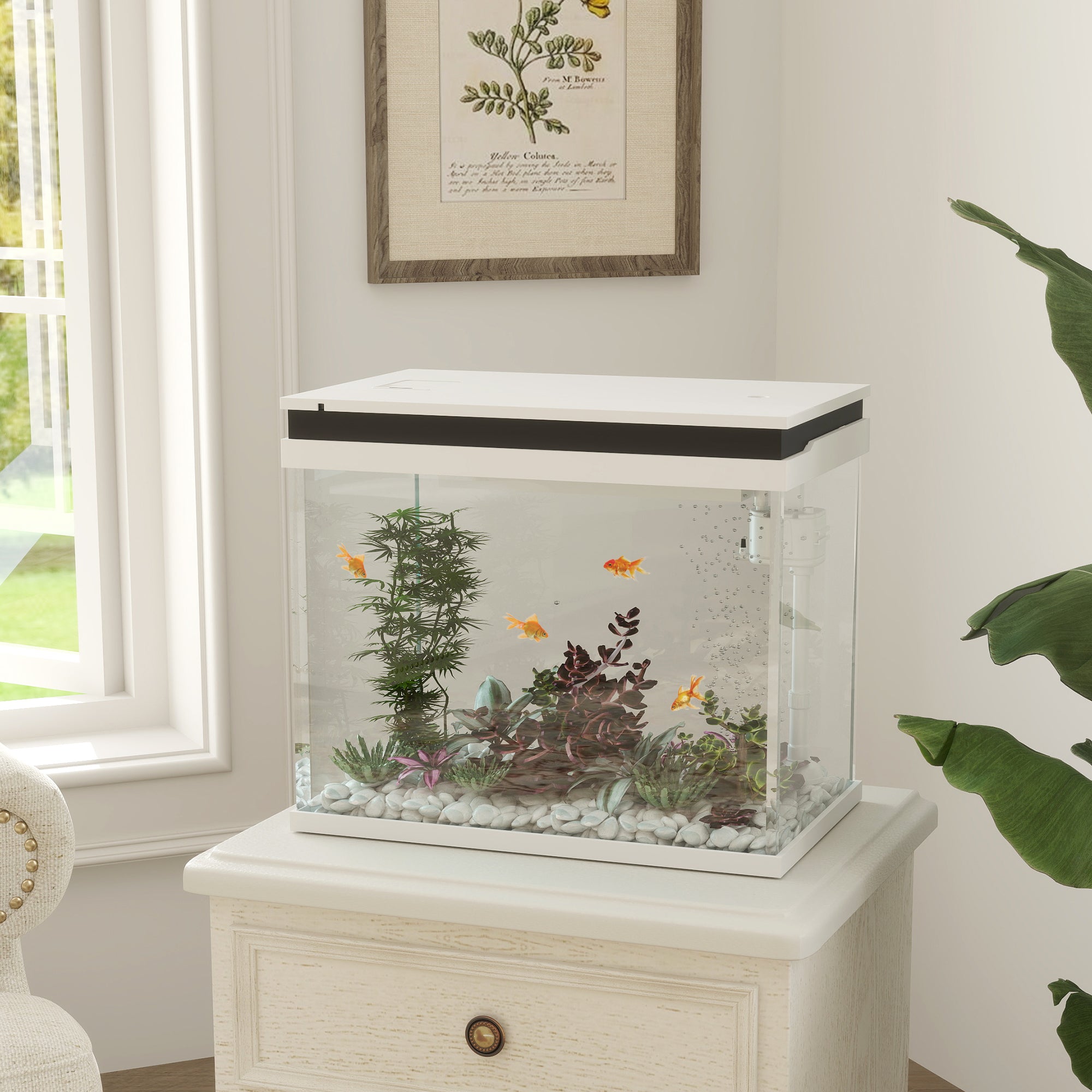 Logidon 41 liter glazen aquarium wit met filtersysteem en LED