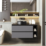 Logidon sink base cabinet hanging 80 cm black gray drawers