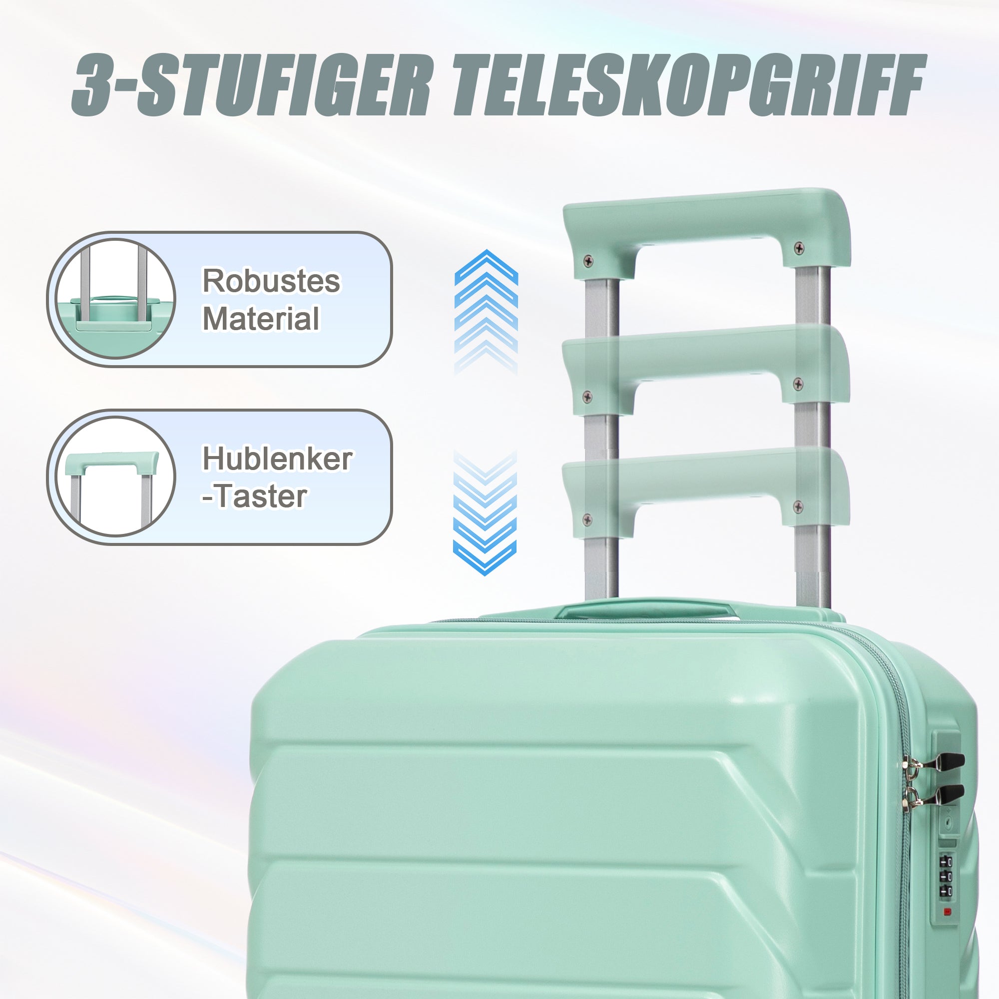 Logidon 14 en 19 inch ABS spinner kofferset mintgroen 2-delig