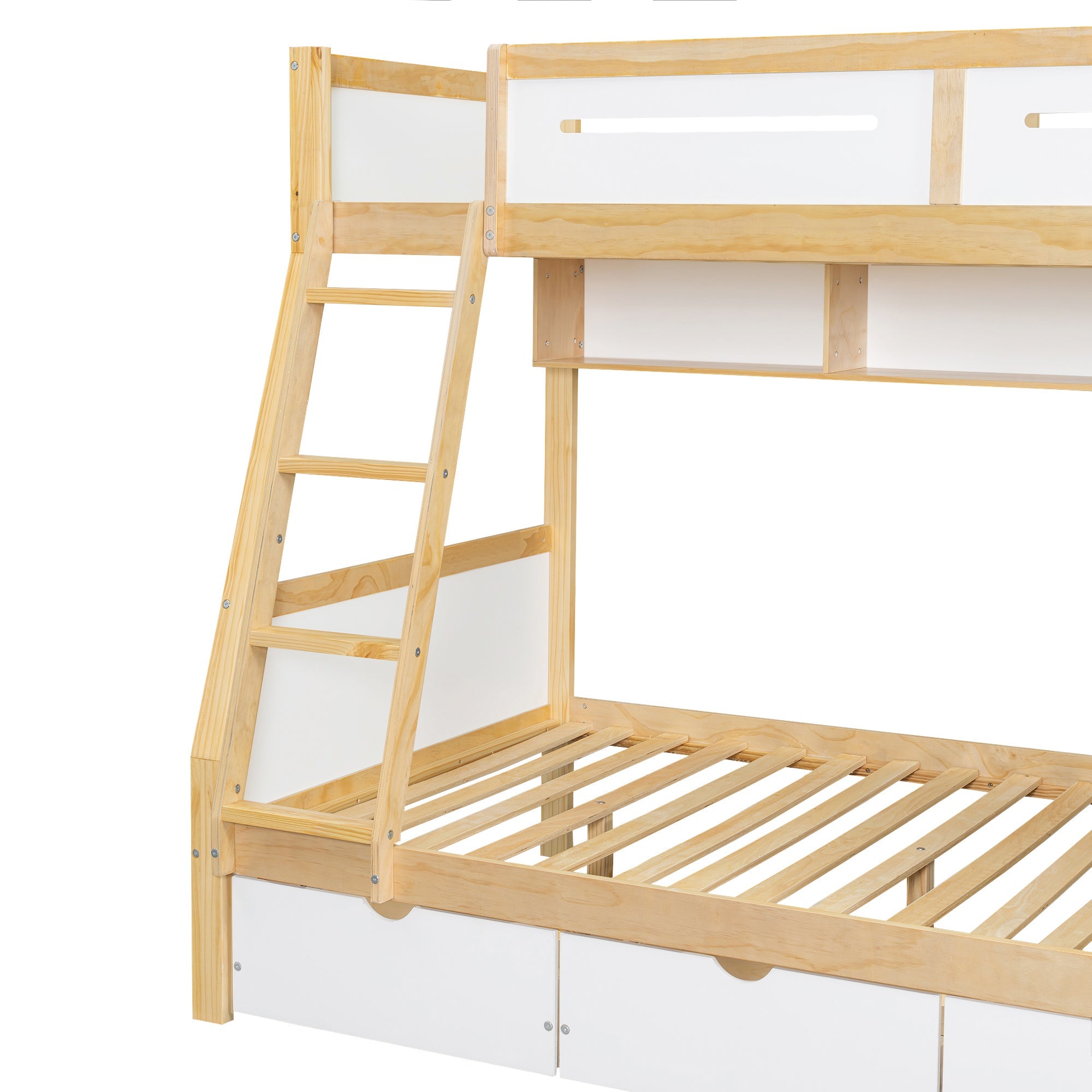 Logidon stapelbed met drie lades wit naturel 90x200 120x200