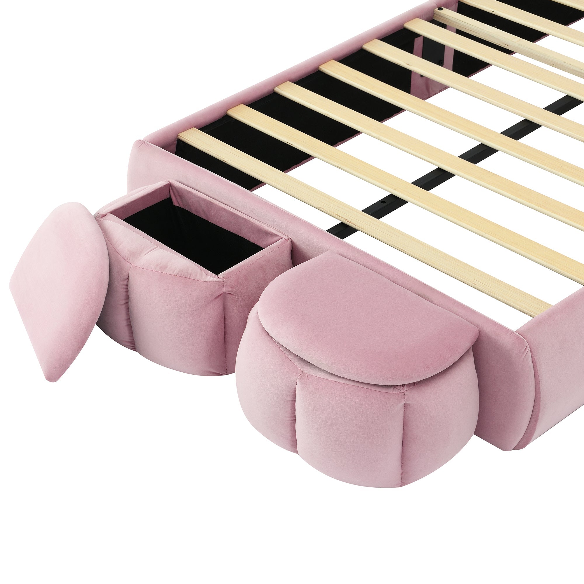 Logidon Upholstered Bed Rabbit Ears Pink 90x200 cm With Adjustable Brightness