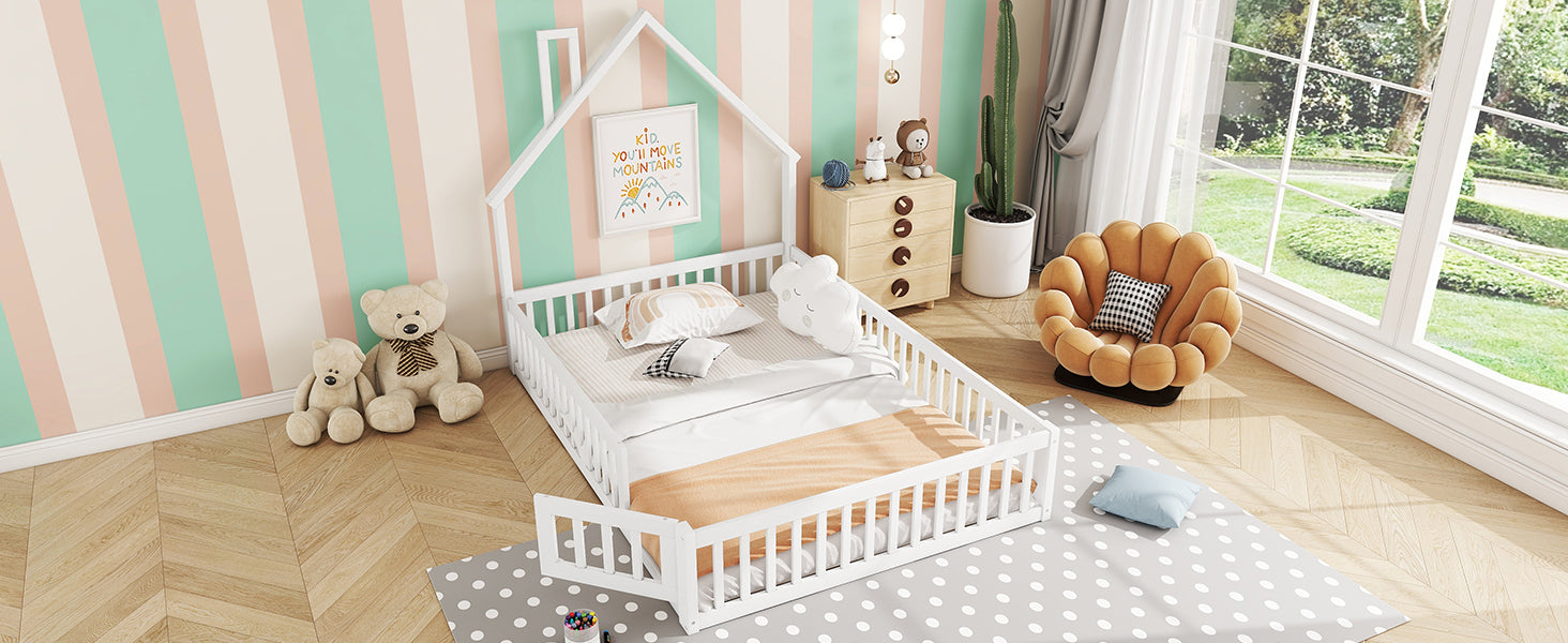 Logidon kinderbed 140x200 schouwvorm wit grenenhout met lattenbodem
