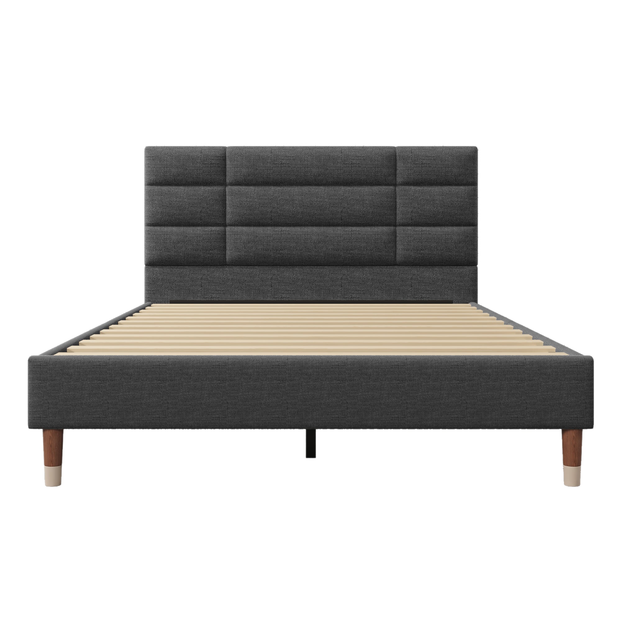 Logidon upholstered bed double bed 140x200 with slatted frame dark gray linen