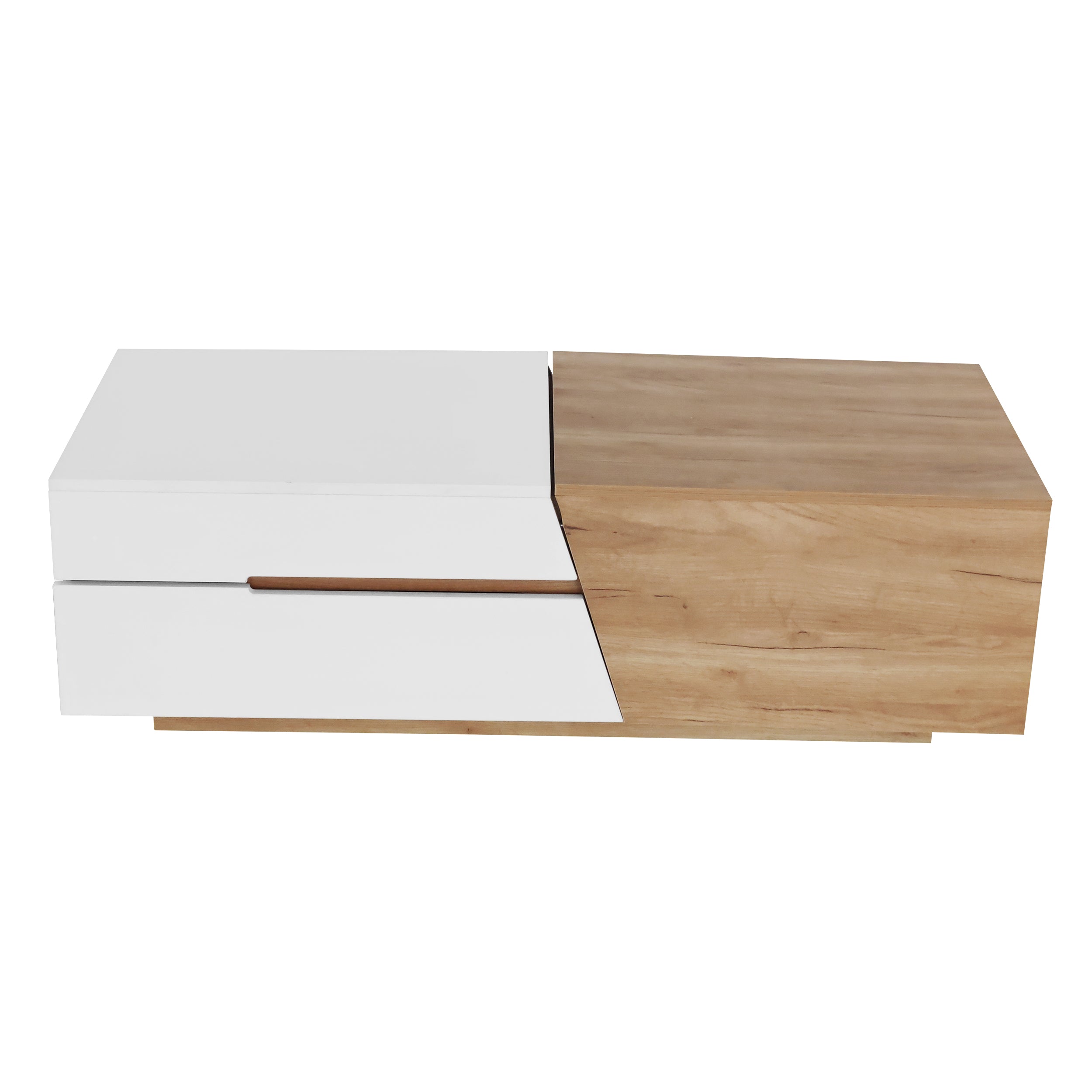 Logidon Uitschuifbare salontafel 120x50 natuurlijke lades kleurblokstructuur