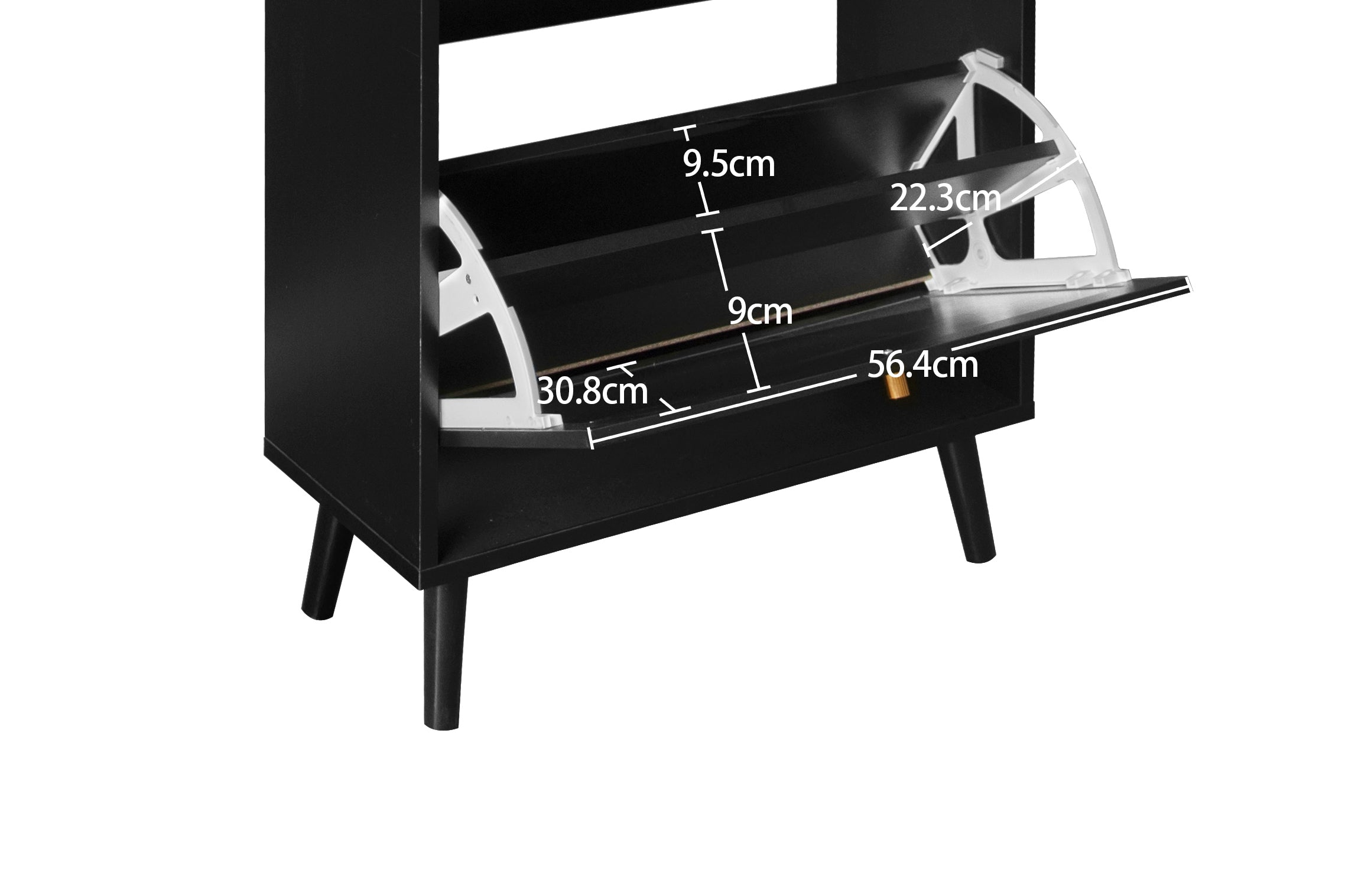 Logidon Schoenenkast Zwart Rotan Look Twee Deuren 60 cm Lengte
