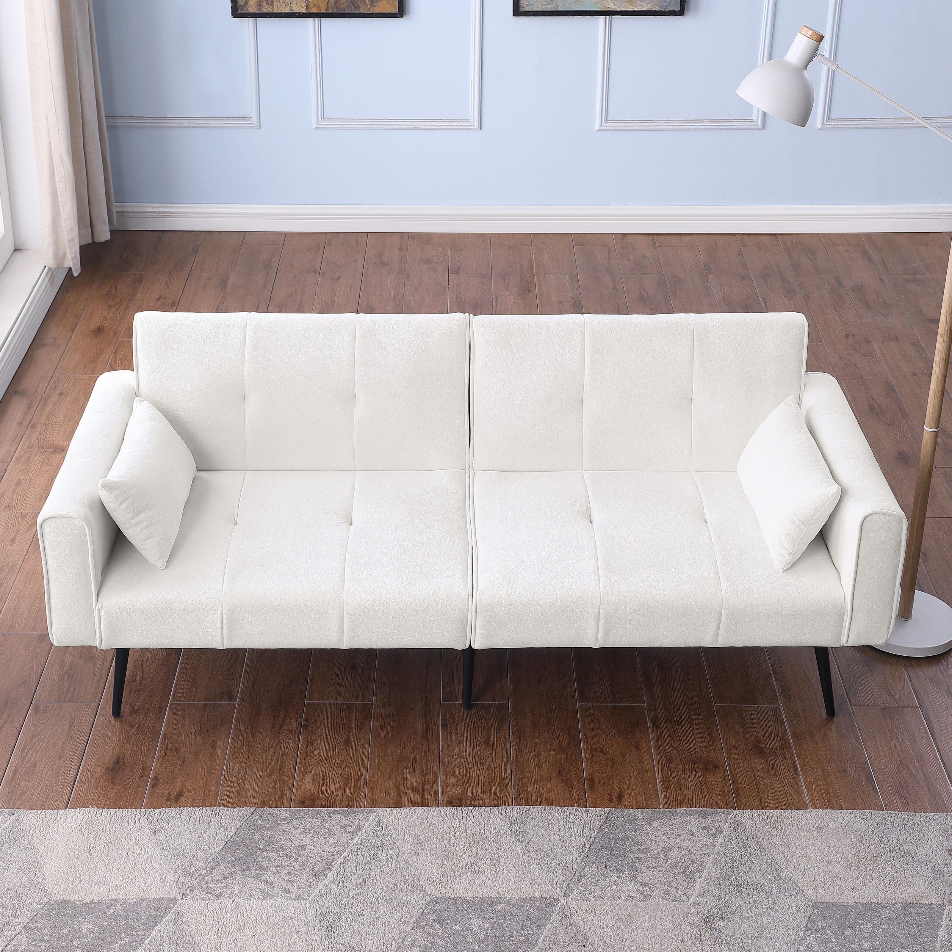 Logidon Futon slaapbank beige stof 175 cm lang 3-zits