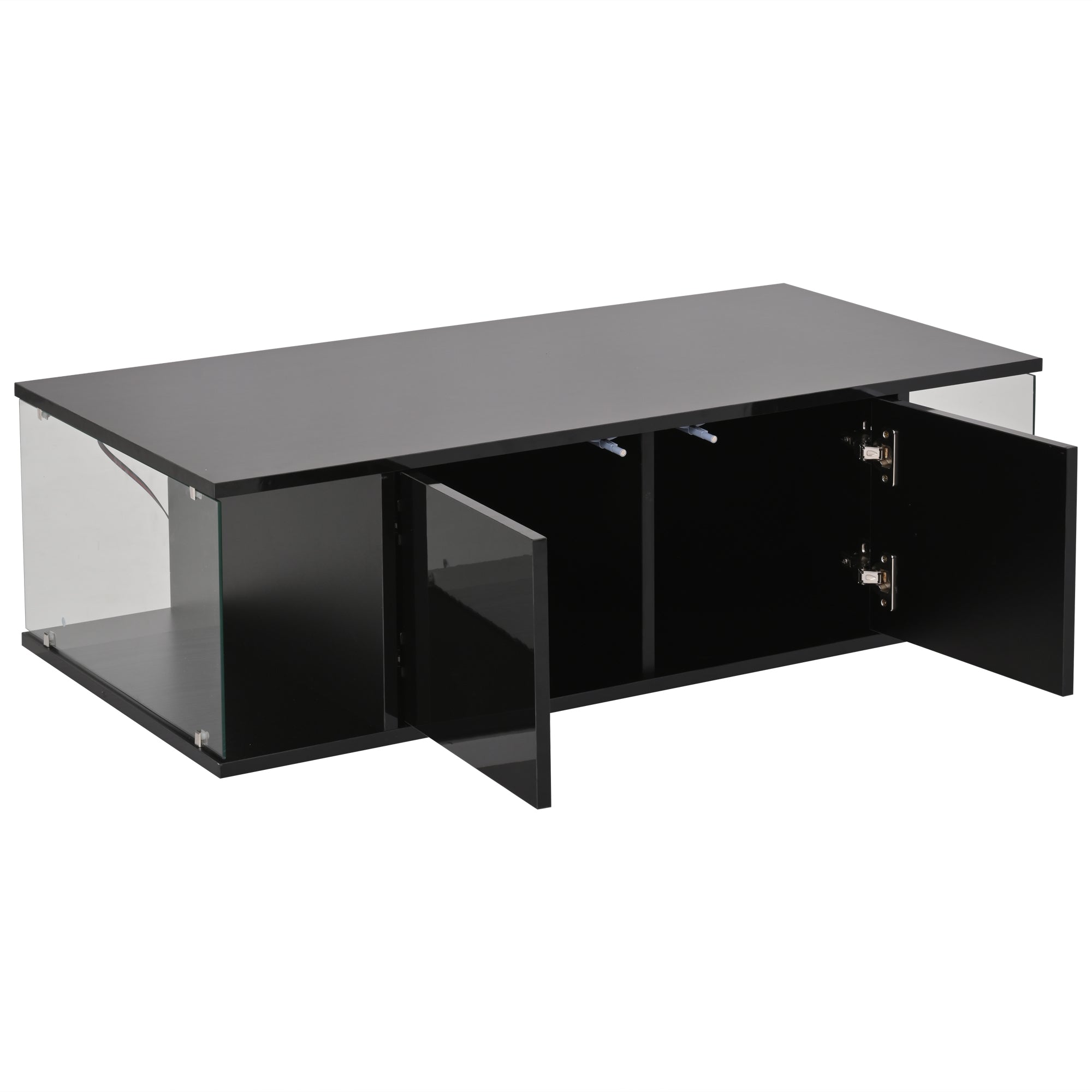 Logidon salontafel 100x50x30 cm zwart hoogglans LED 2 kasten