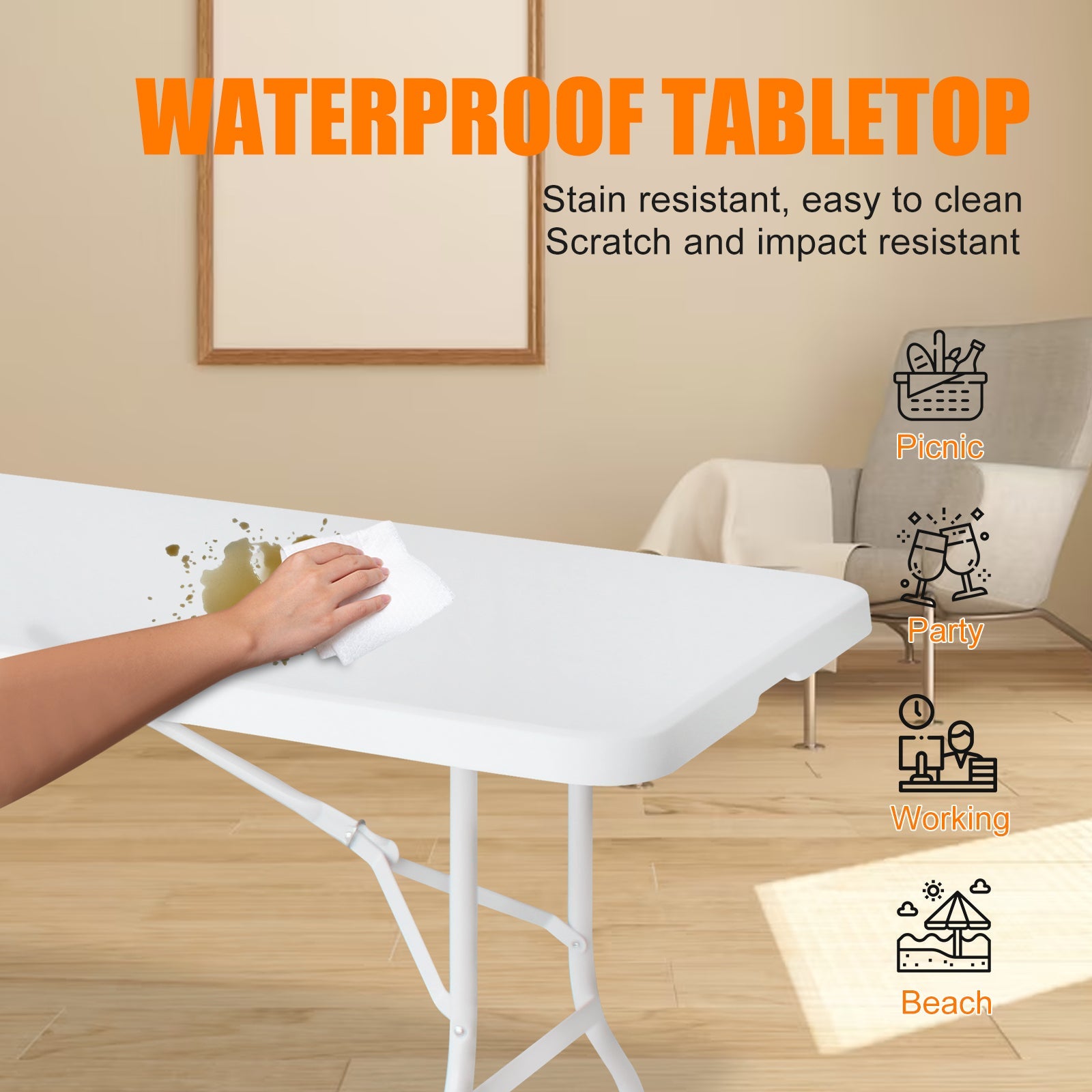 Logidon 244 cm klaptafel met draaggreep, heavy-duty wit