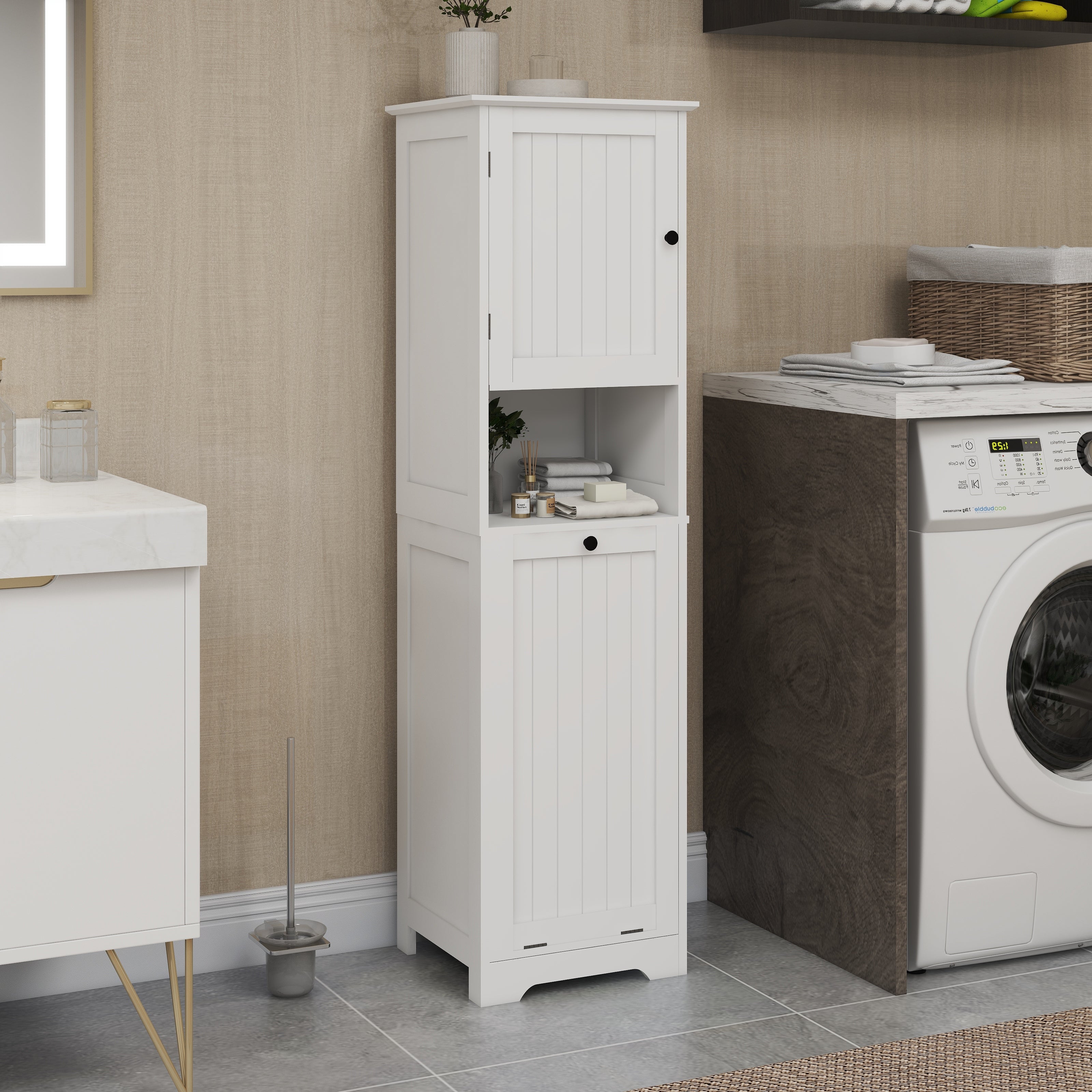 Logidon Witte wassorteerkast 140 cm kanteldeur met planken
