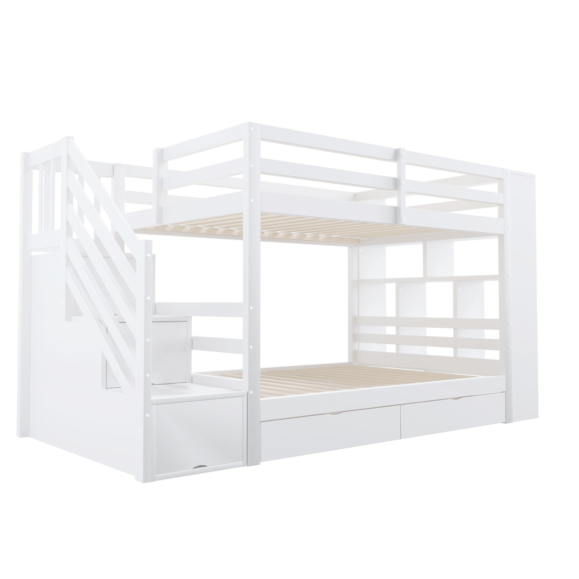 Logidon stapelbed 90x200 cm met veiligheidstrap en opbergruimte wit