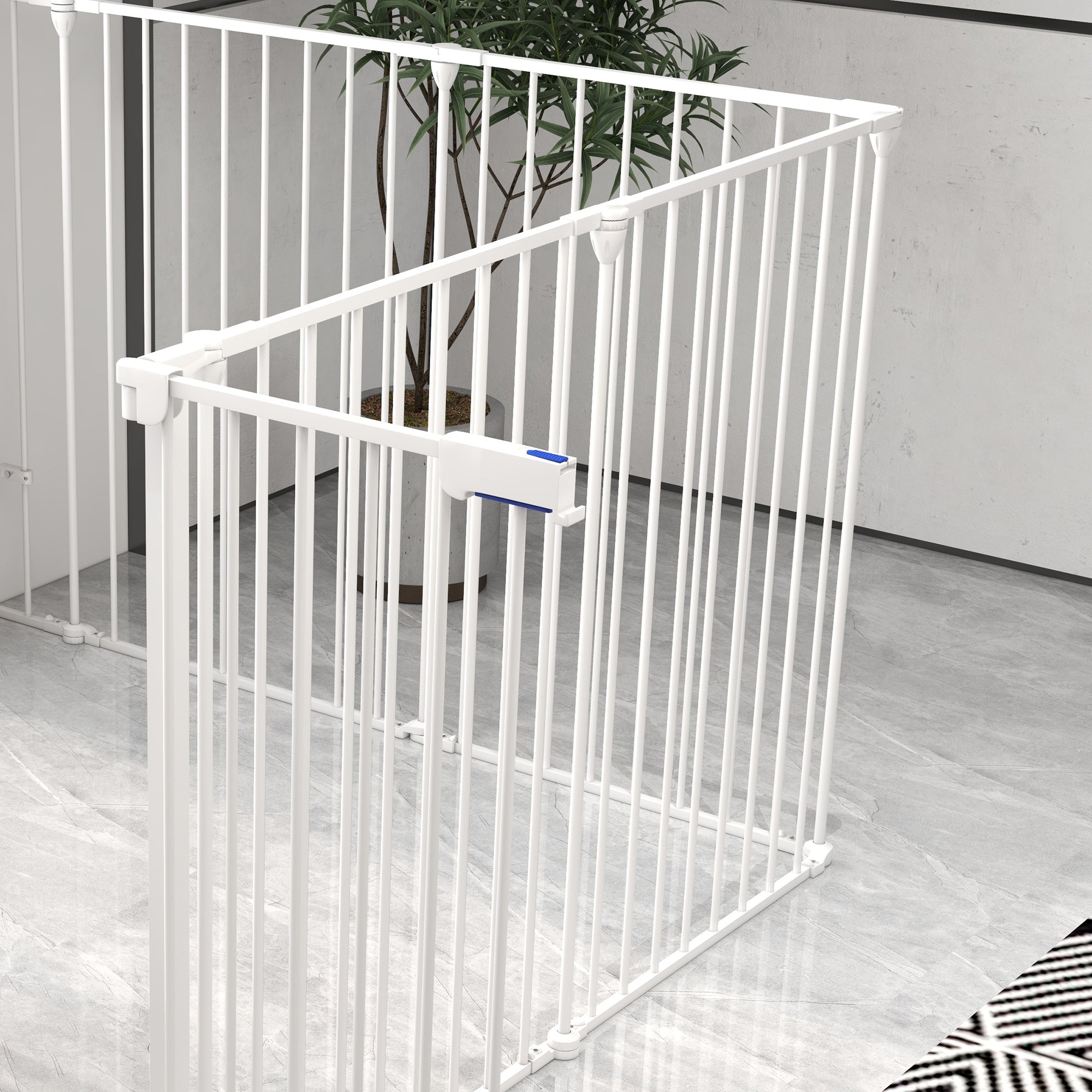 Logidon Puppybox 90 cm Hoog Wit Opvouwbaar 8 Panelen Sluithulp