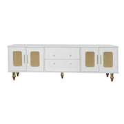 Logidon Lowboard White Retro Style TV Furniture with Golden Handles
