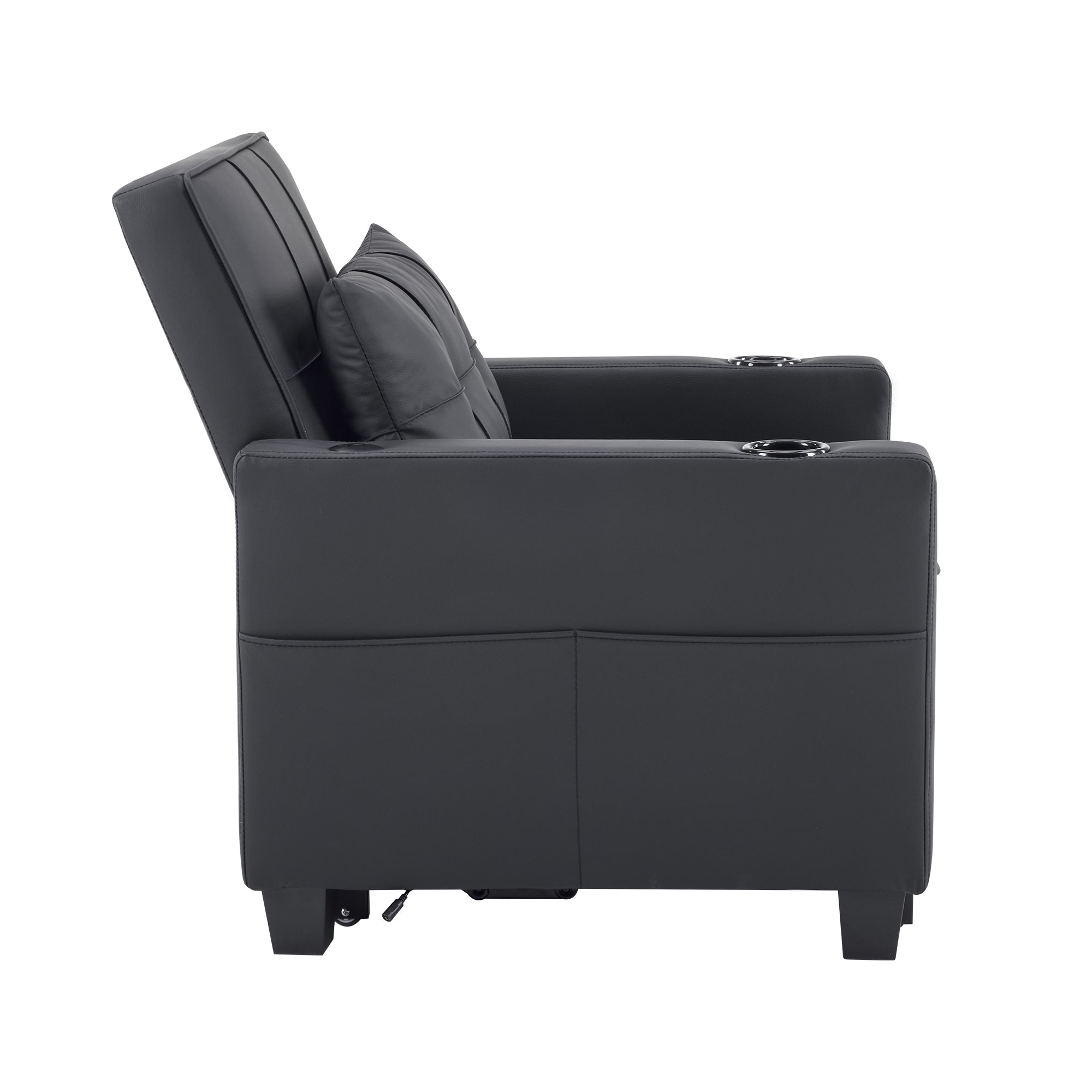 Logidon 3-in-1 uitschuifbare slaapbank, fauteuil, zwarte USB-bekerhouder