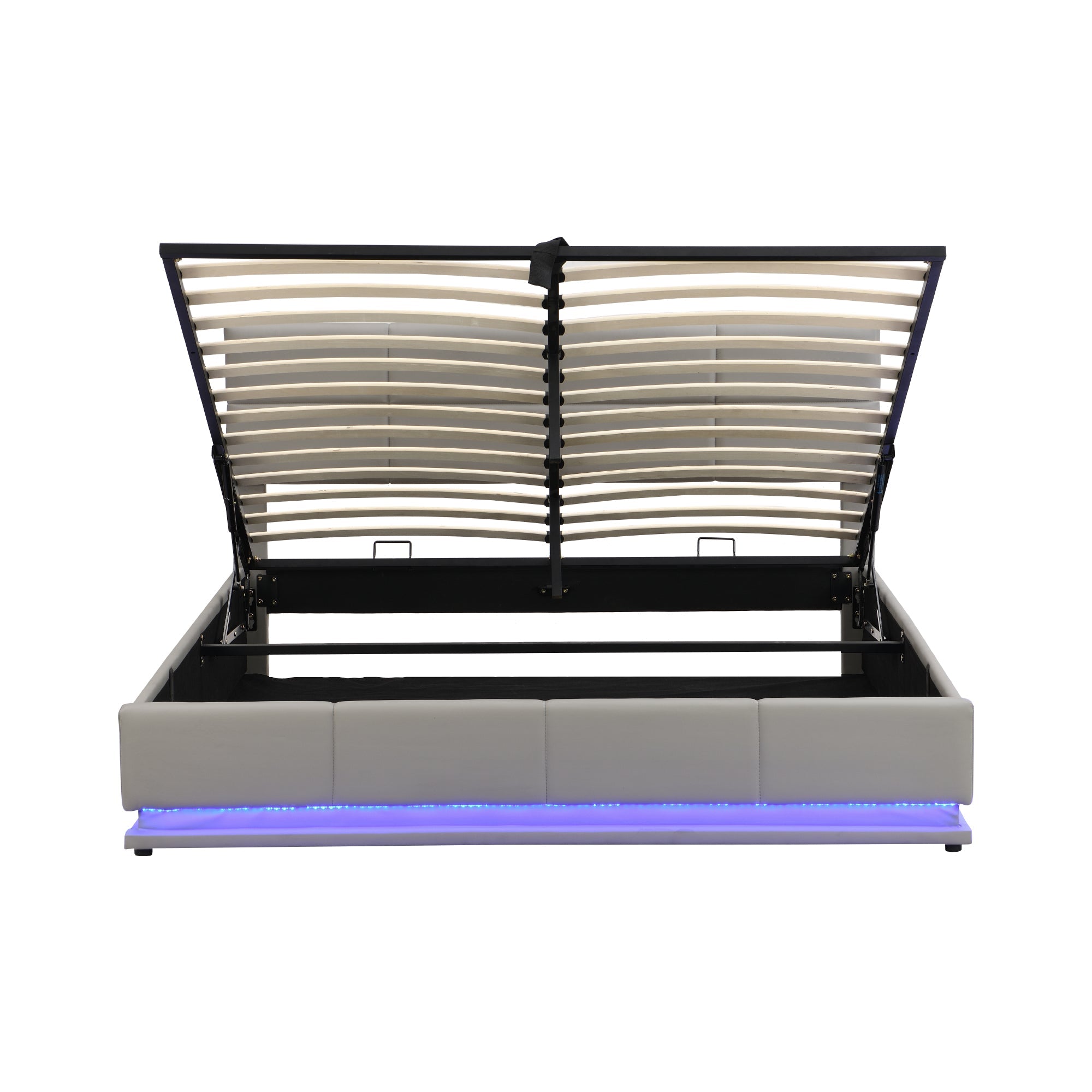 Logidon gestoffeerd bed 180x200 cm LED verlichting hydraulische bedbox cementgrijs