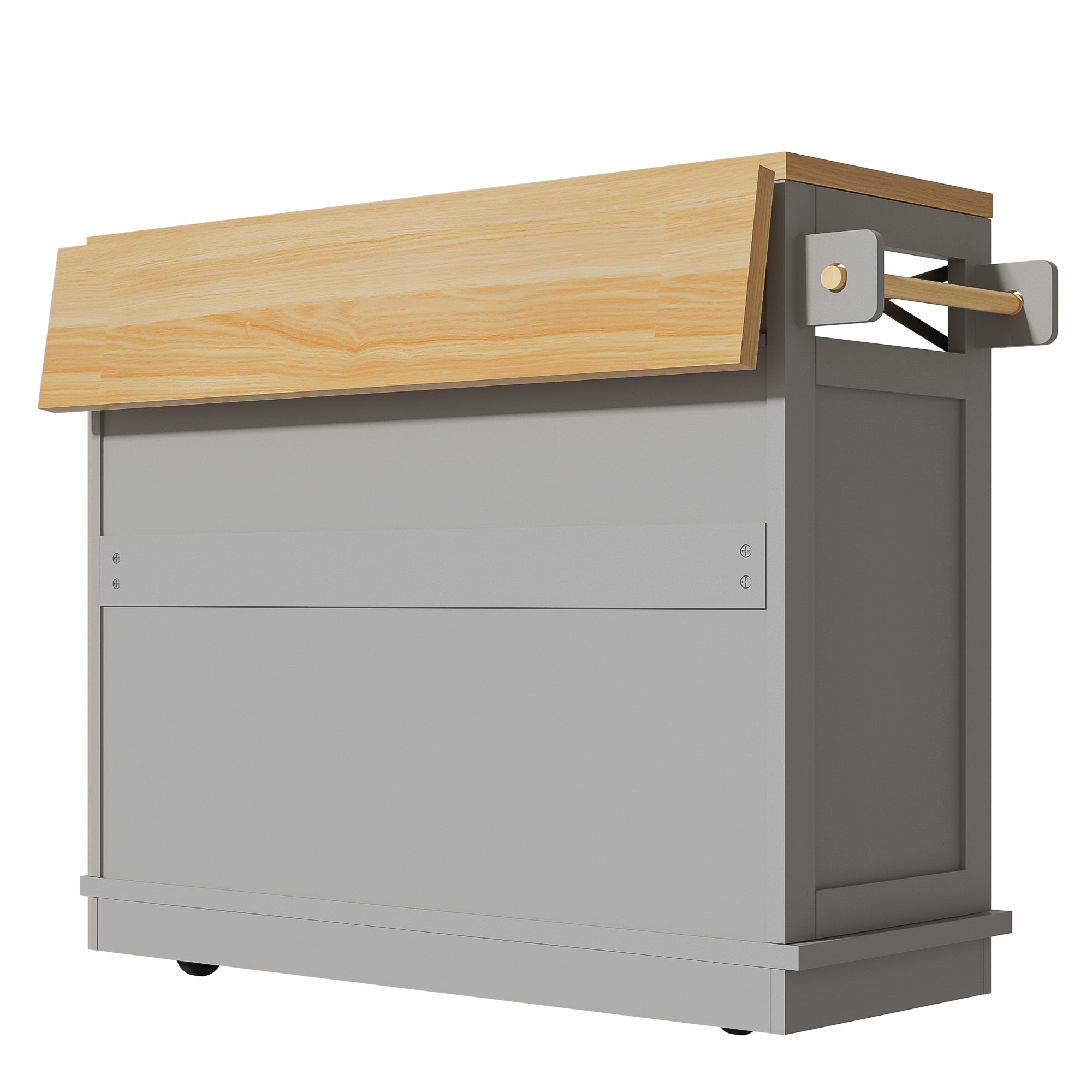 Logidon keukeneiland grijs met veel opbergruimte 118 x 43-80 x 98 cm