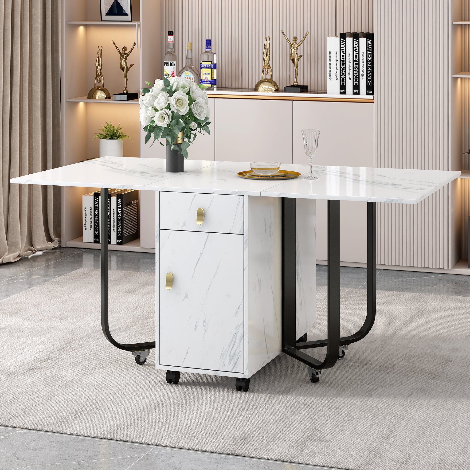 Logidon eettafelset 150x80x76 cm wit MDF vier fluwelen stoelen