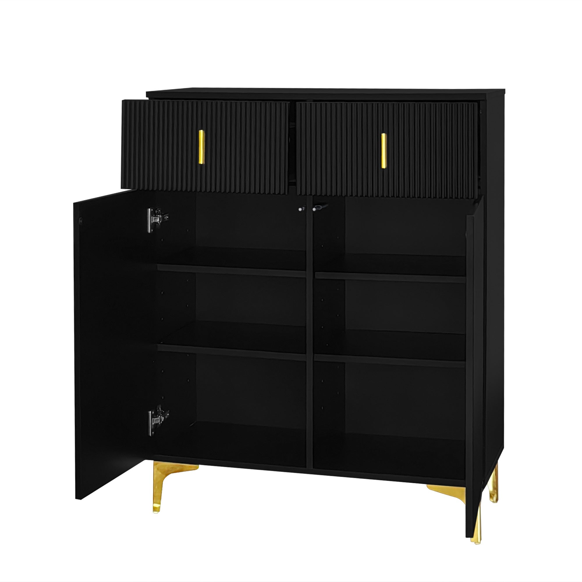 Logidon Elegant Sideboard Black Structure Panels Adjustable Shelves