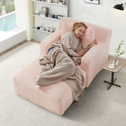 Logidon Chaise Longue Bench Roze Velvet Cord Sofa Bed No Assembly