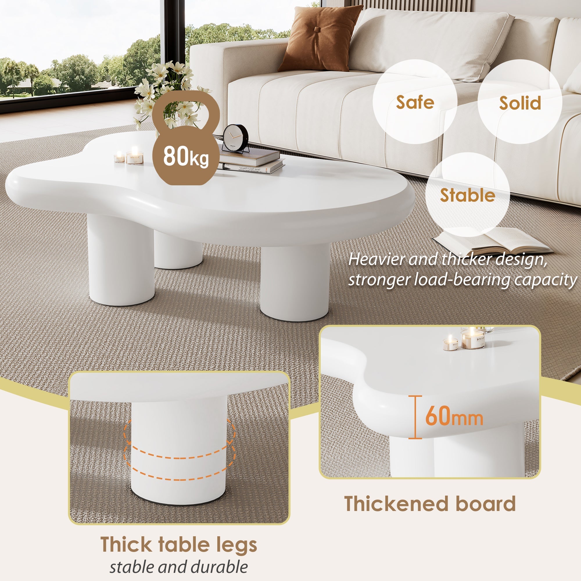 Logidon wolkvormige salontafel wit 97x67x32 cm MDF gelakt oppervlak