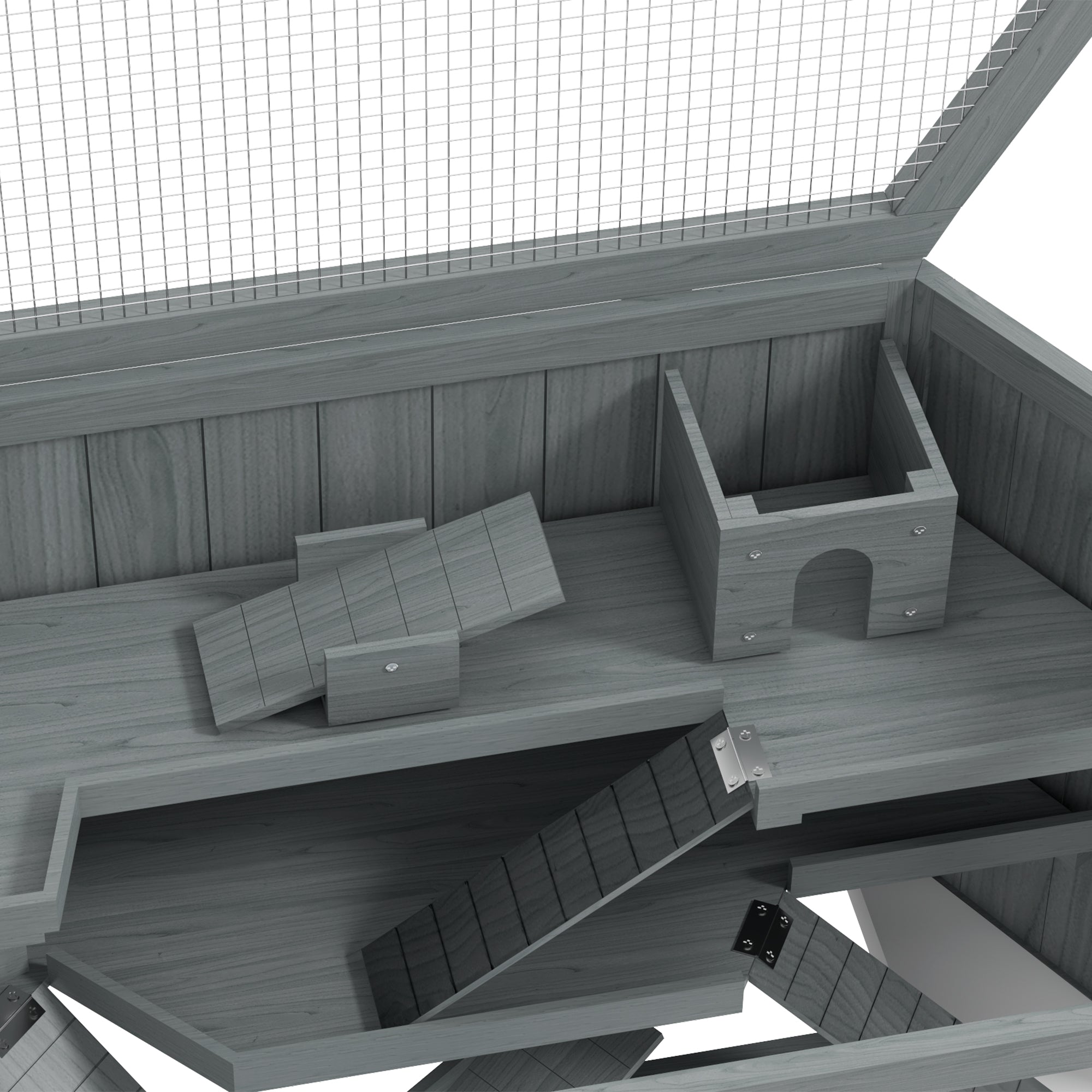 Logidon 3-laags houten knaagdierenkooi grijs 115x60x55 cm