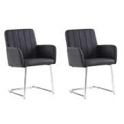 Logidon set van 2 eetkamerstoelen zwart kunstleer verticale strepen