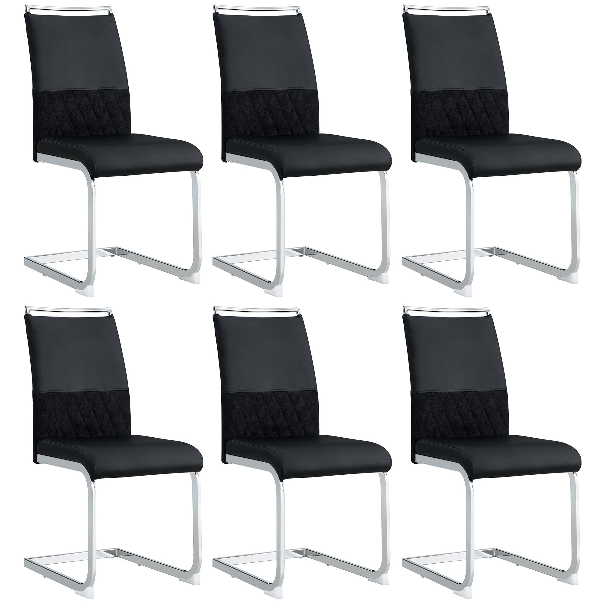 Logidon Set of 6 Dining Chairs High Backrest Black