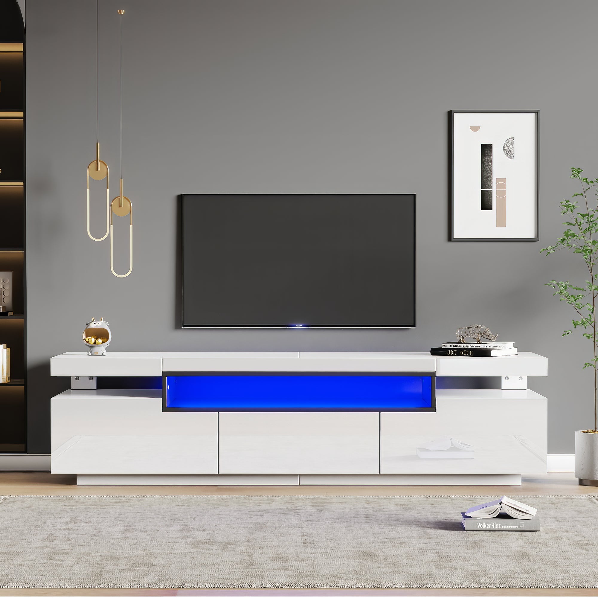 Logidon Elegant hoogglans TV-meubel wit 160x39x42cm met LED