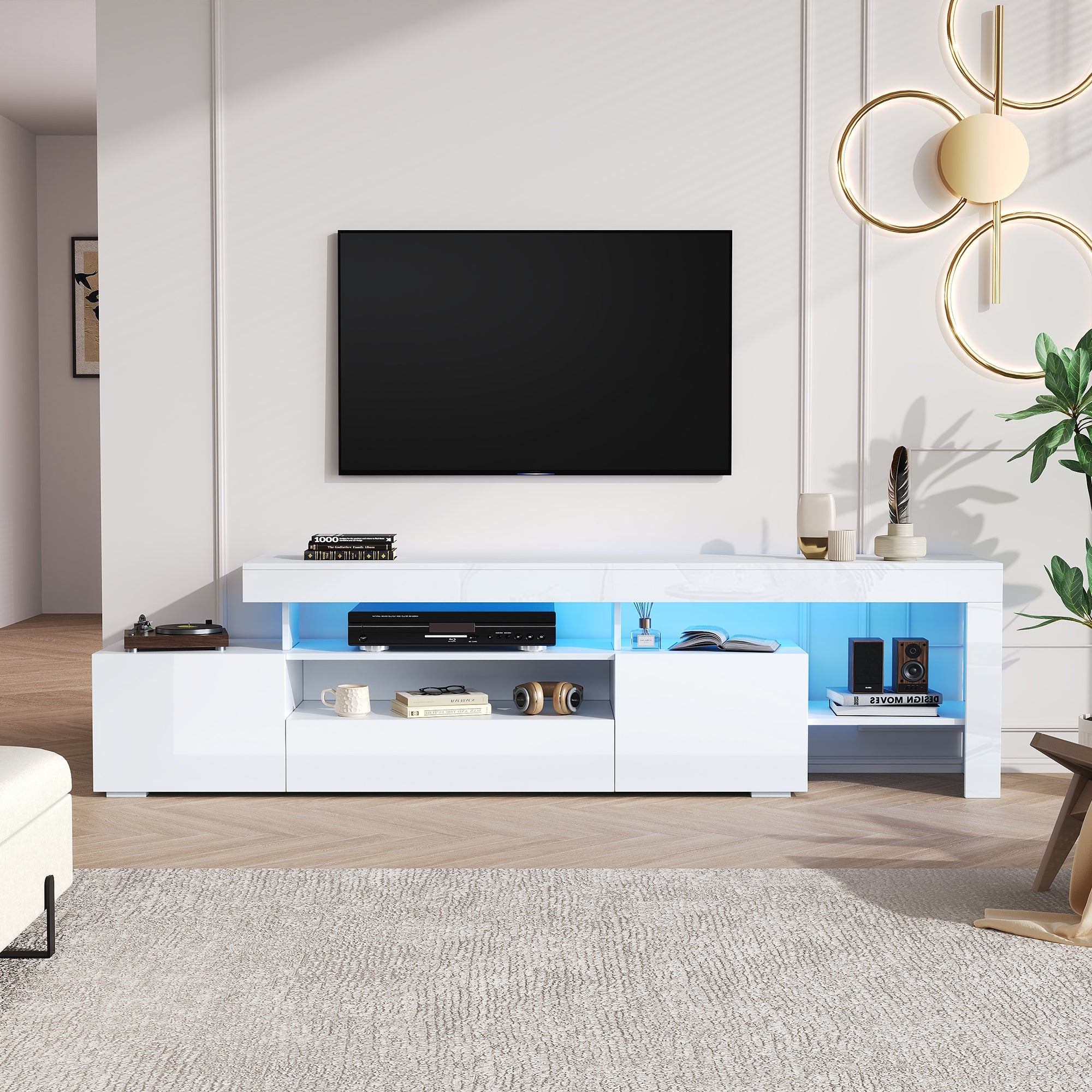 Logidon TV-meubel 192 x 37 x 53 cm witte hoogglans LED-verlichting