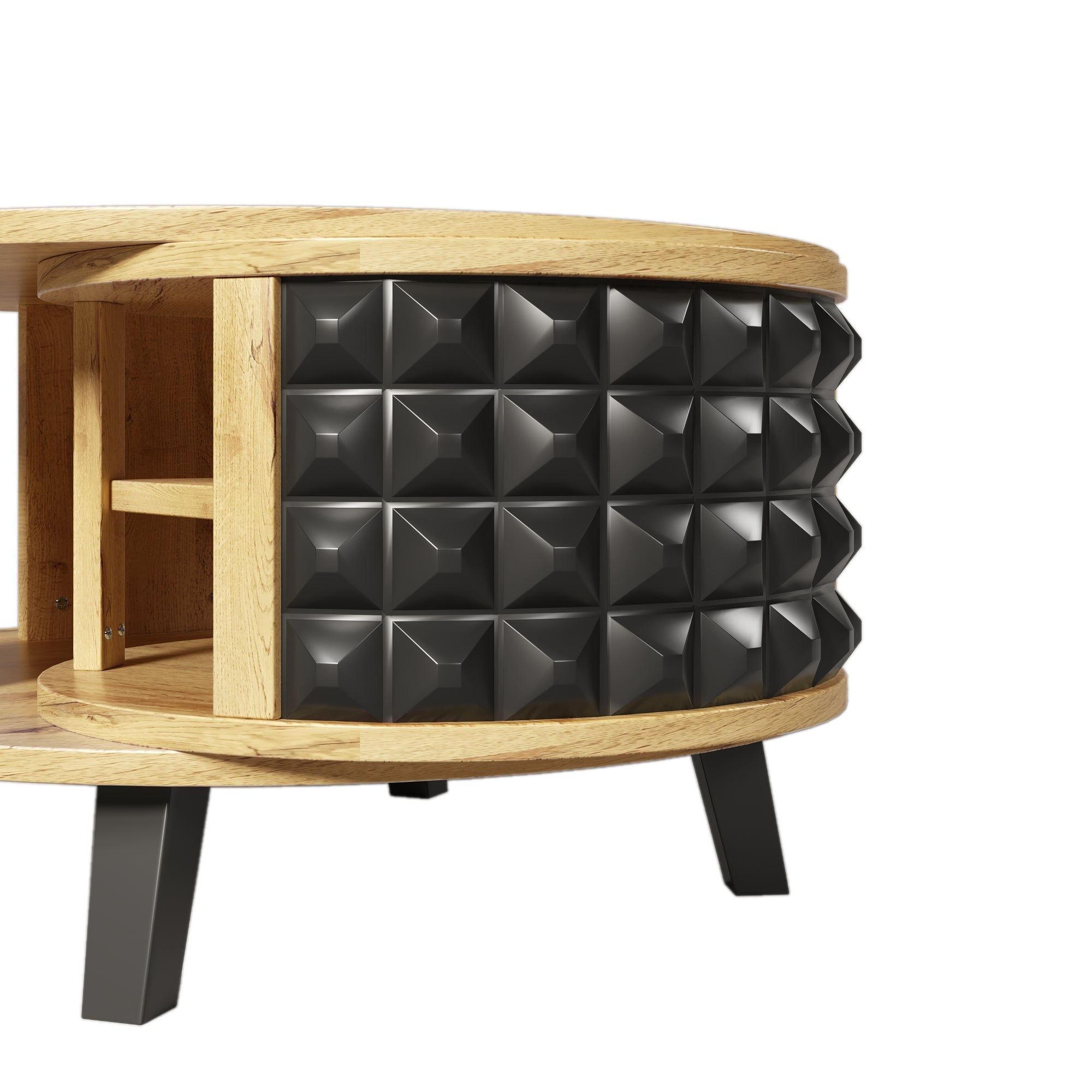 Logidon turntable with hidden shelf natural wood look 85x80x45 cm