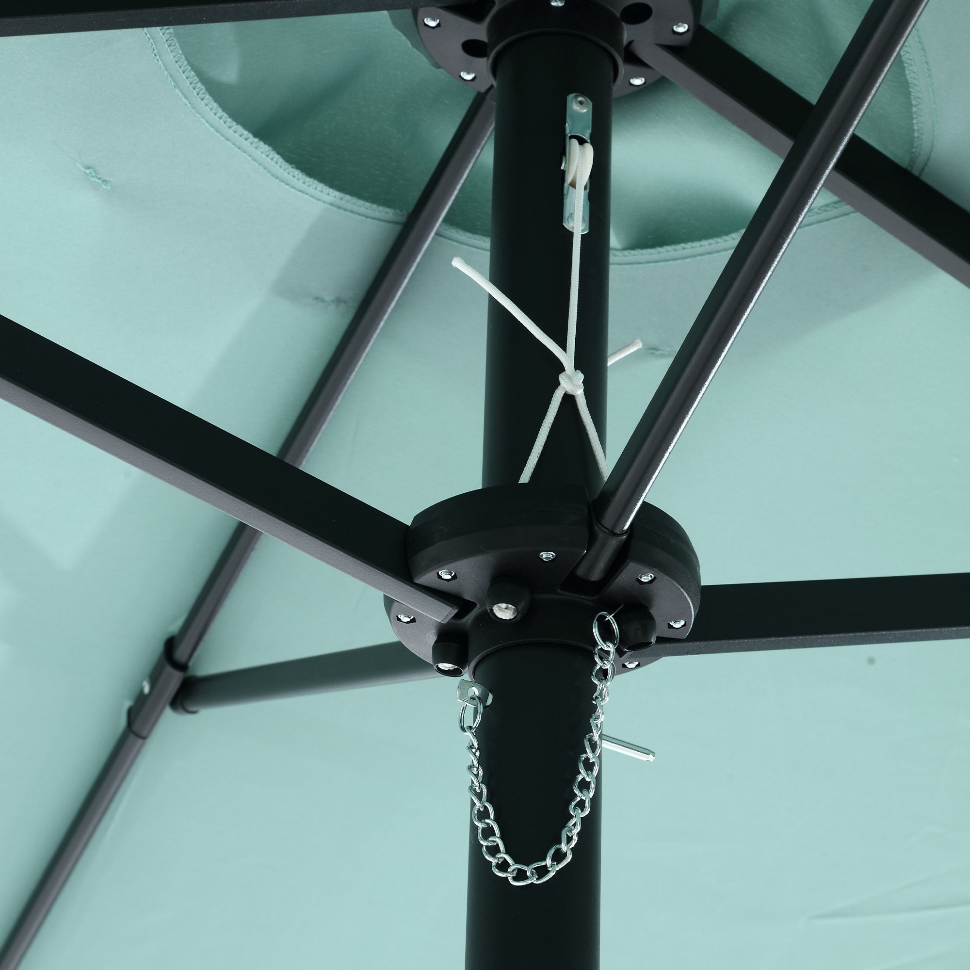 Logidon 4,5 m dubbelzijdige rechthoekige parasol met slinger lichtgroen