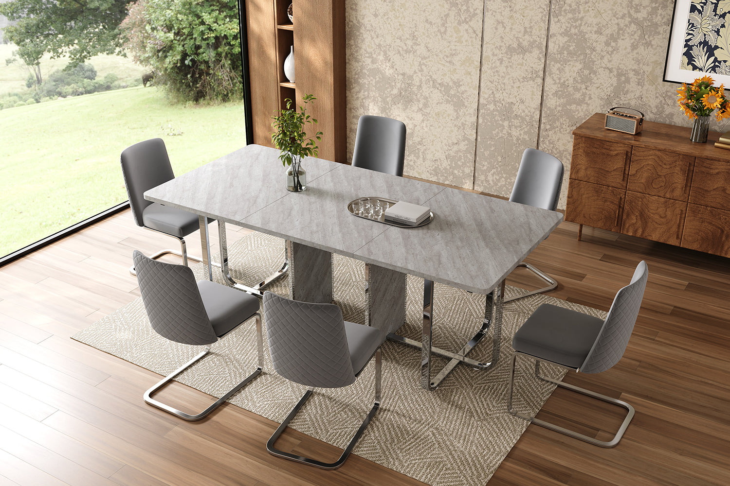 Logidon eettafel 180x80 cm grijs met metalen poten moderne tafel