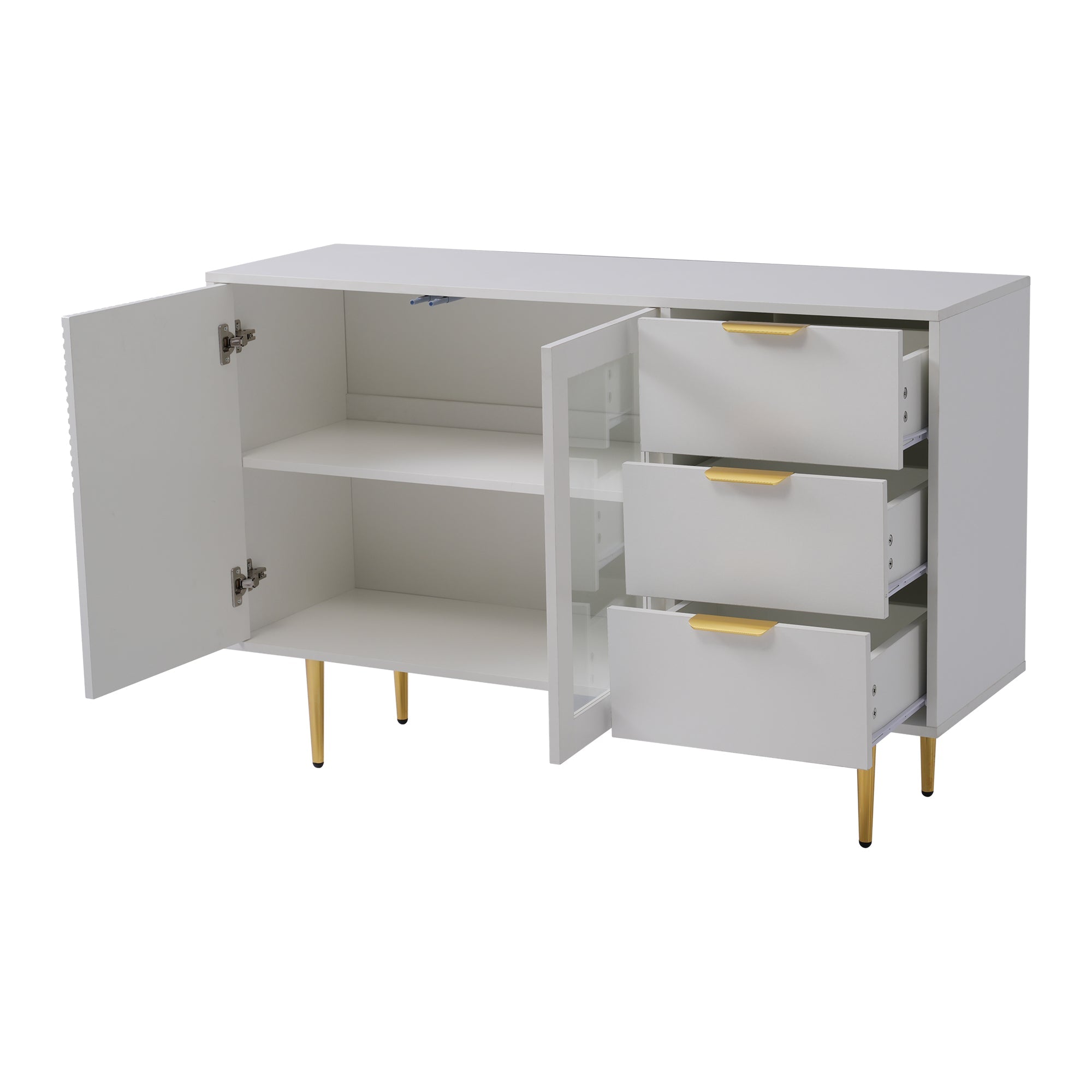 Logidon ladekast wit met 3 lades en 2 glazen deuren 120x38x79,5 cm