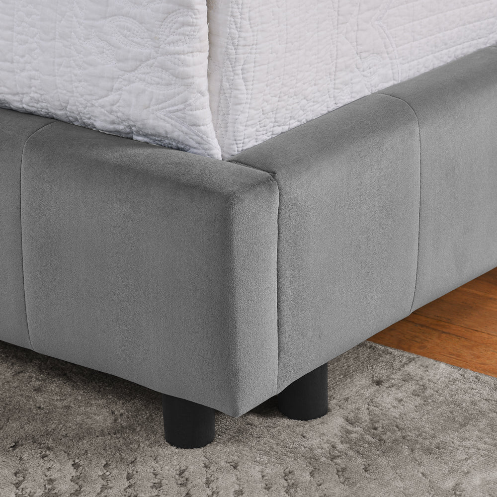 Logidon single bed 90x200 cm velvet dark gray high back