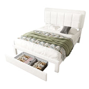 Logidon bedframe wit teddy fluweel 140x200 verstelbaar hoofdeinde